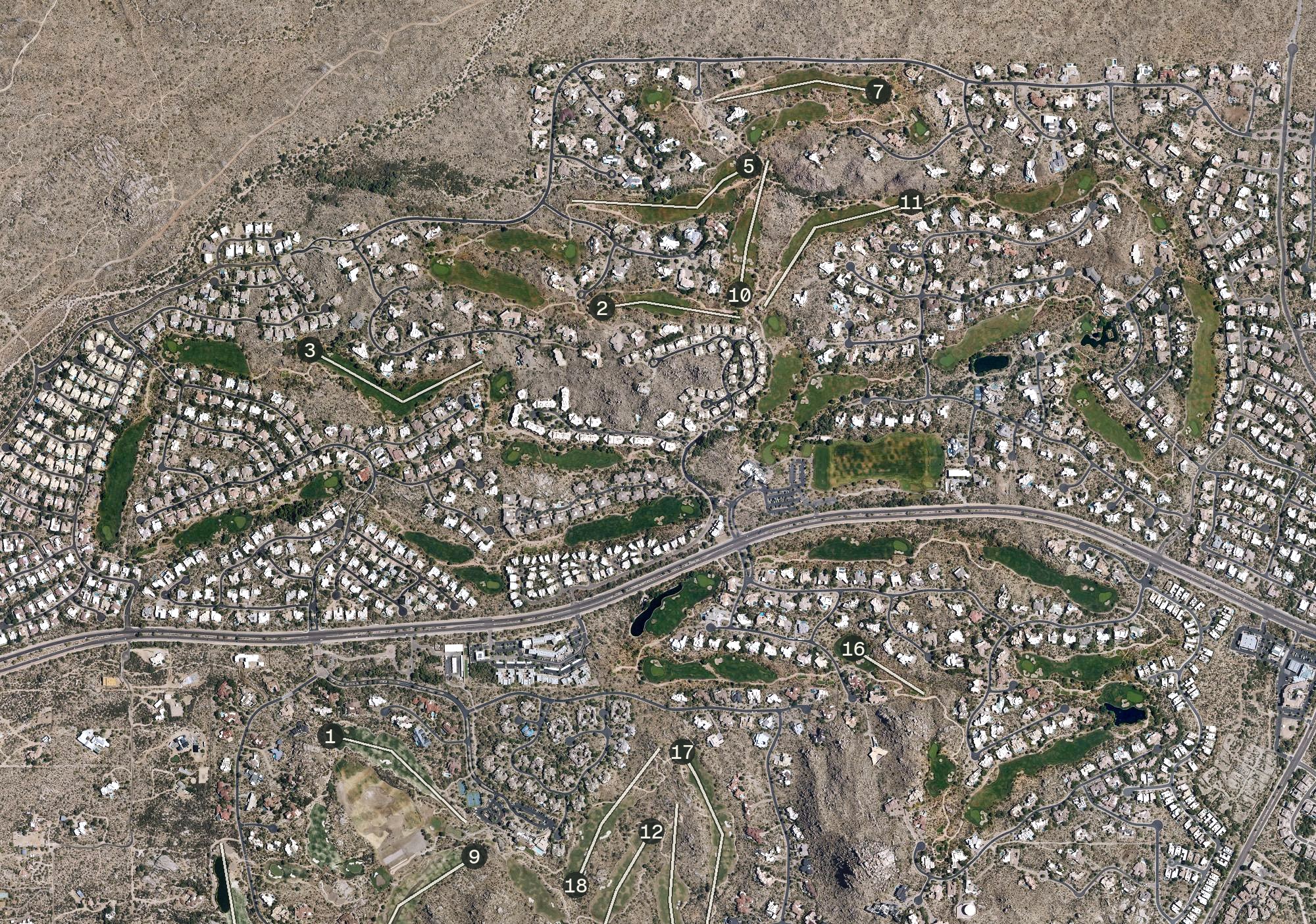 Aerial view of Troon North Golf Club, AZ
