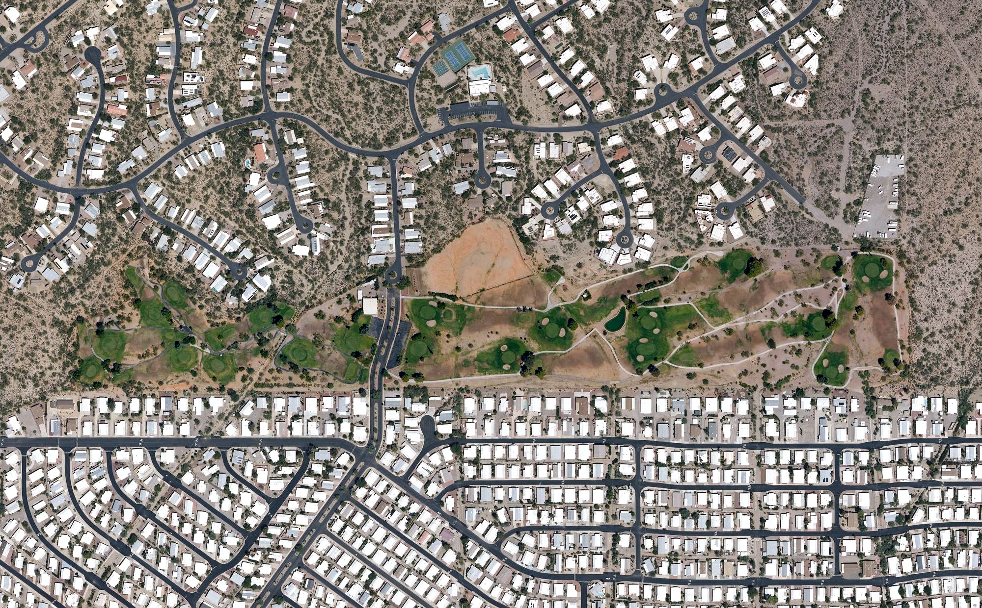 Aerial view of Tucson Estates Golf Course, AZ