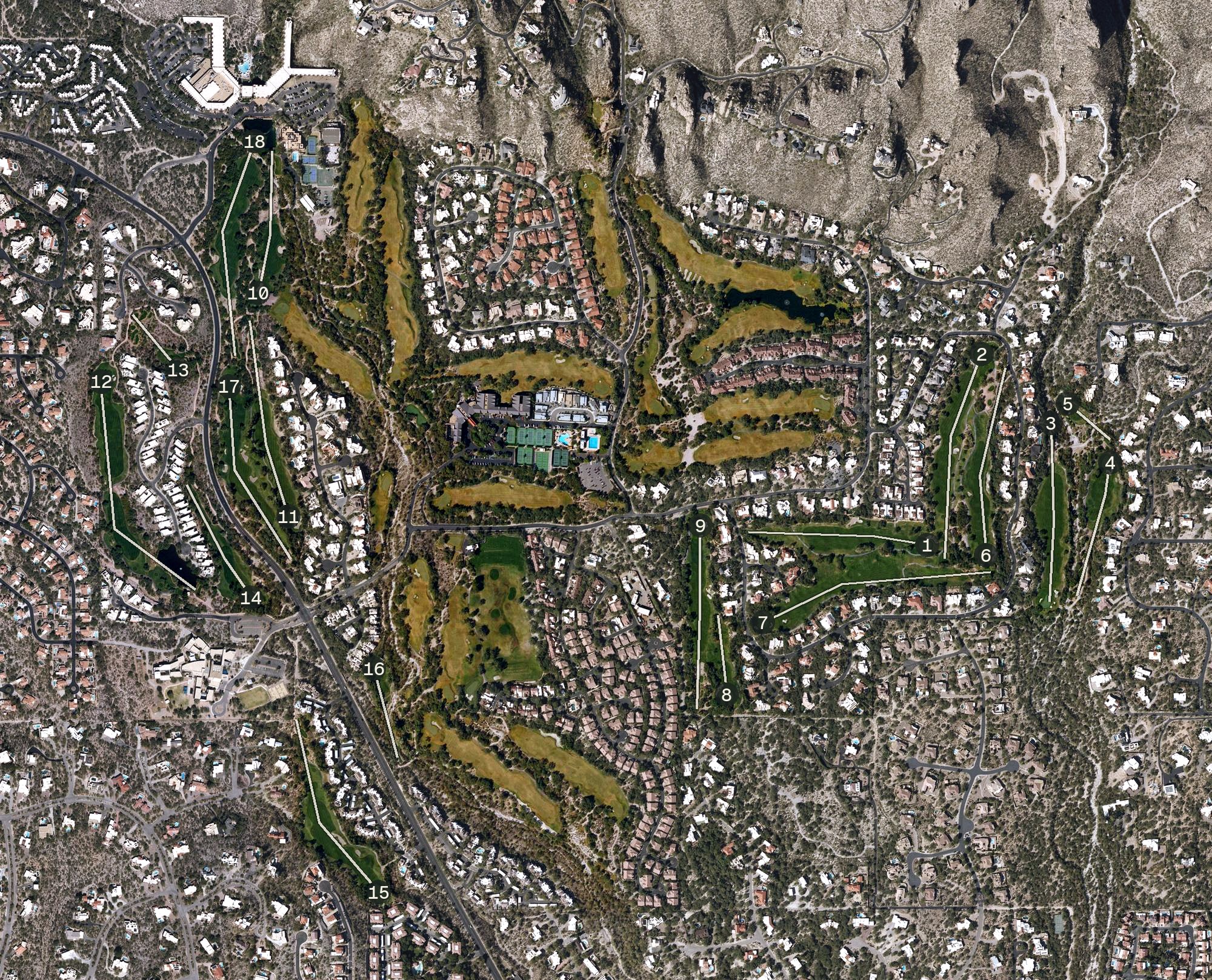 Aerial view of Ventana Canyon Golf Course, AZ