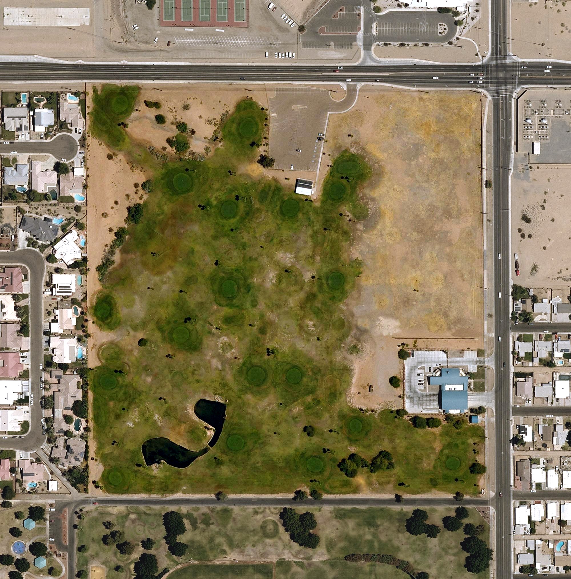 Aerial view of Yuma Golf Desert Hills Par 3 (Arroyo Dunes), AZ