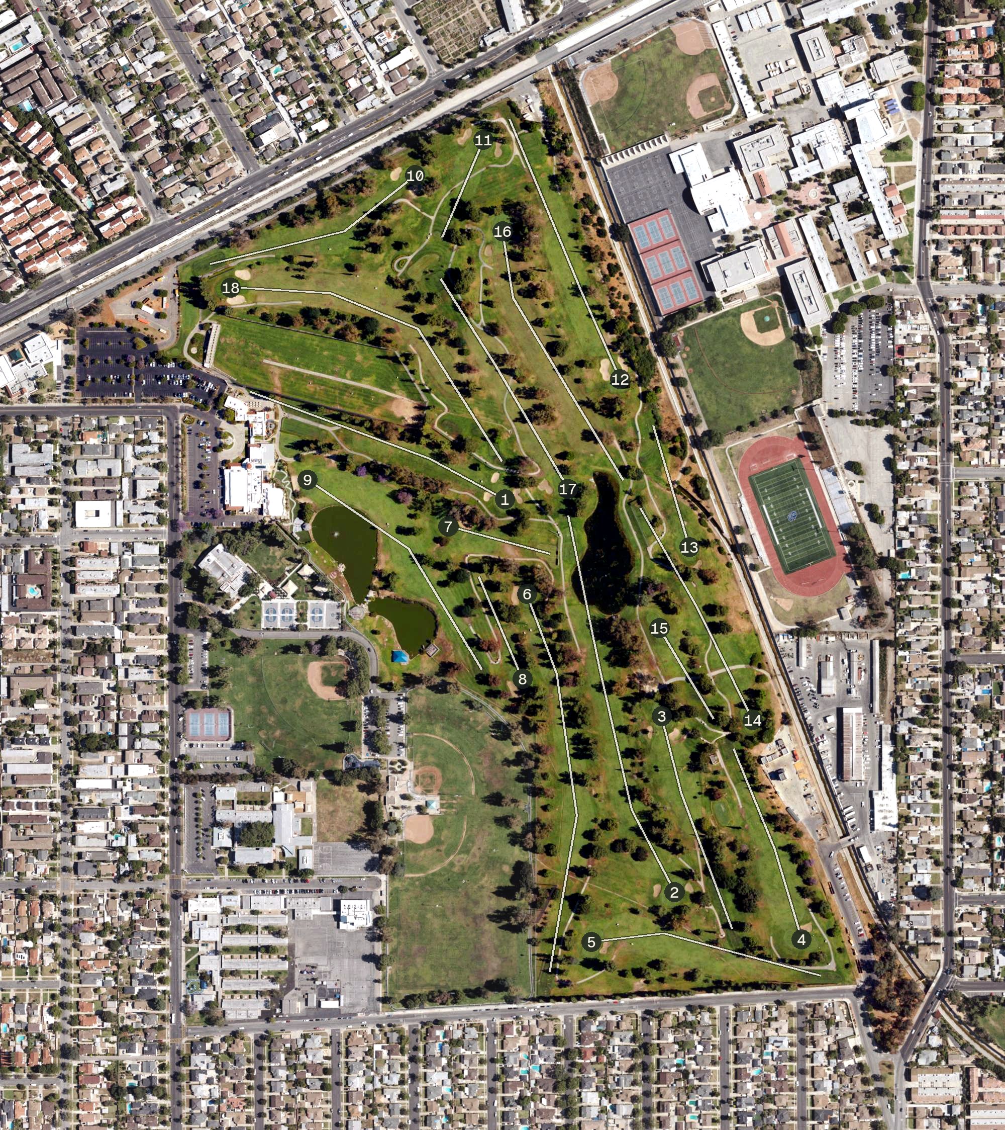Aerial view of Alhambra Golf Course, CA