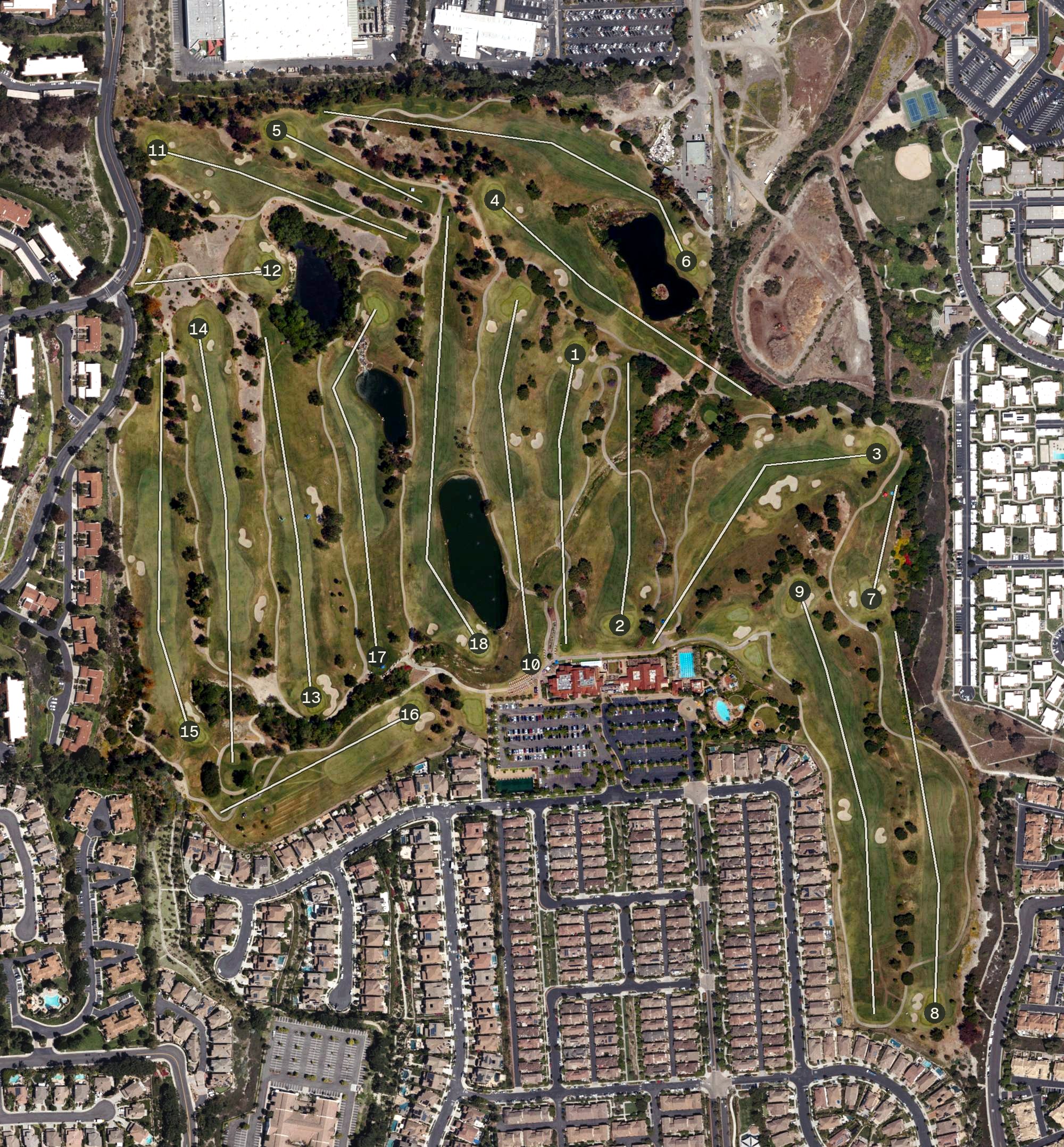 Aerial view of Aliso Viejo Resort and Golf Course, CA