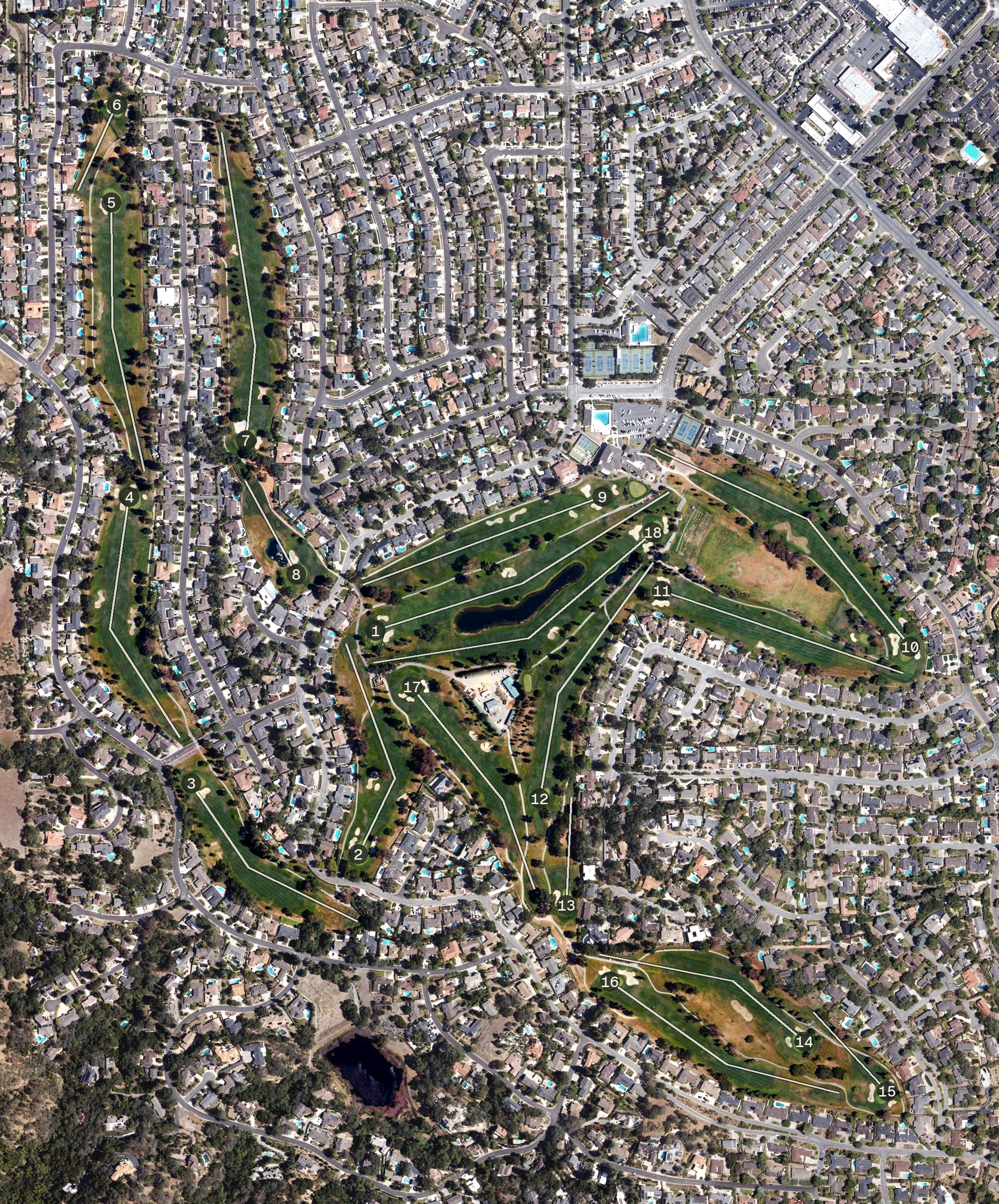 Aerial view of Almaden Golf and Country Club, CA