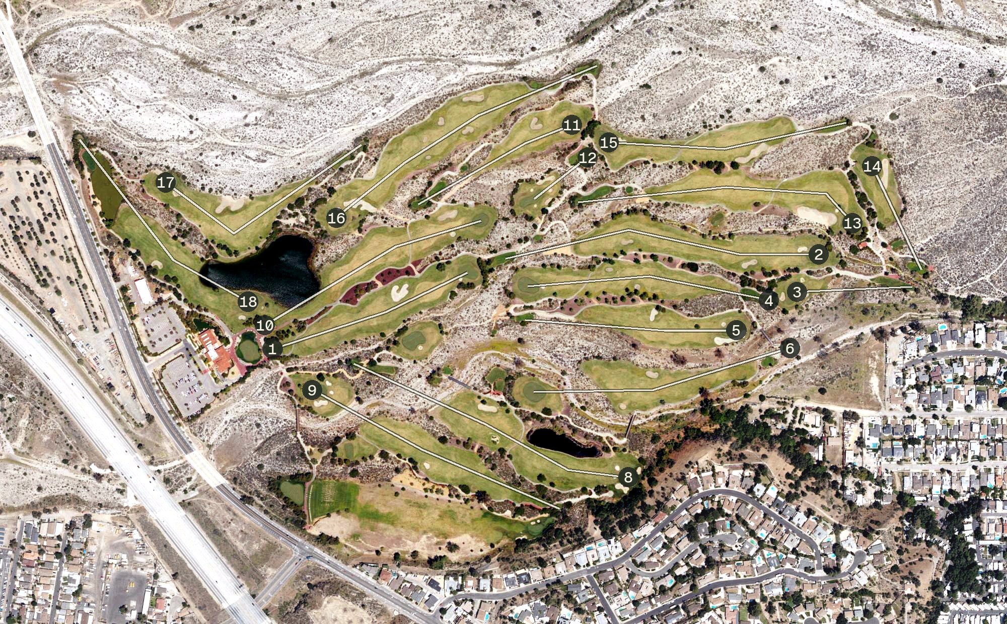 Aerial view of Angeles National Golf Club, CA