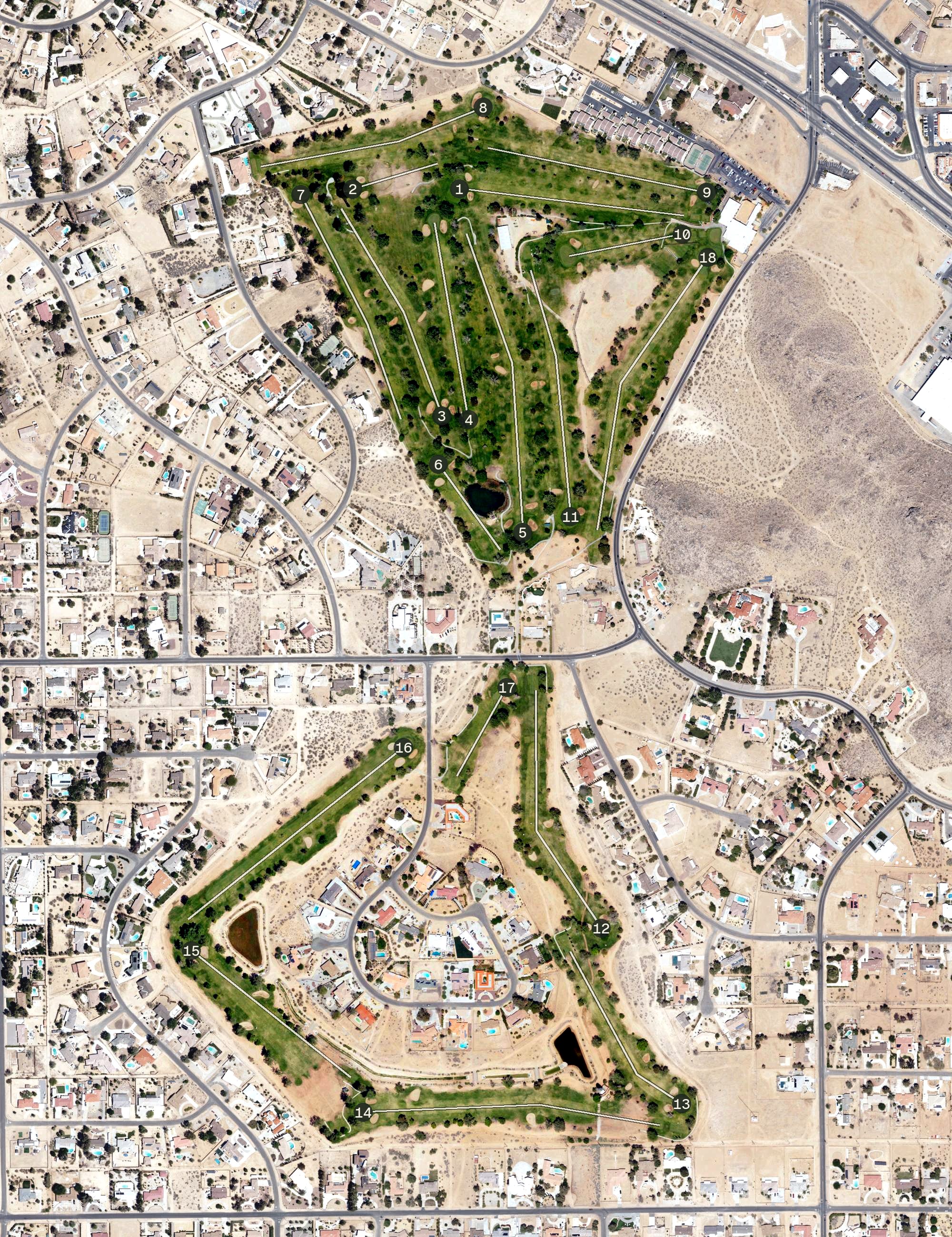 Aerial view of Apple Valley Golf Course, CA