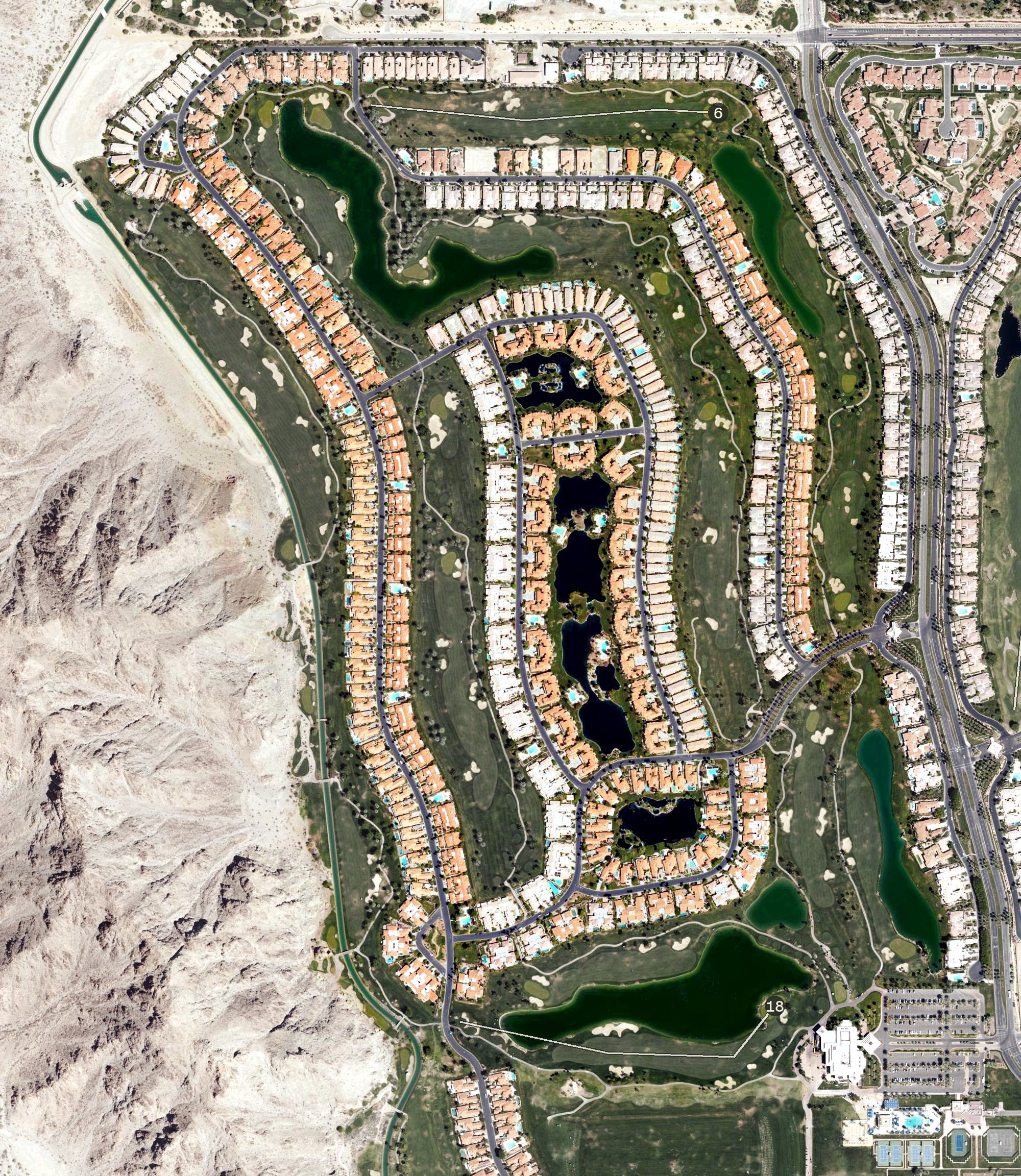 Aerial view of Arnold Palmer Golf Course (PGA West), CA