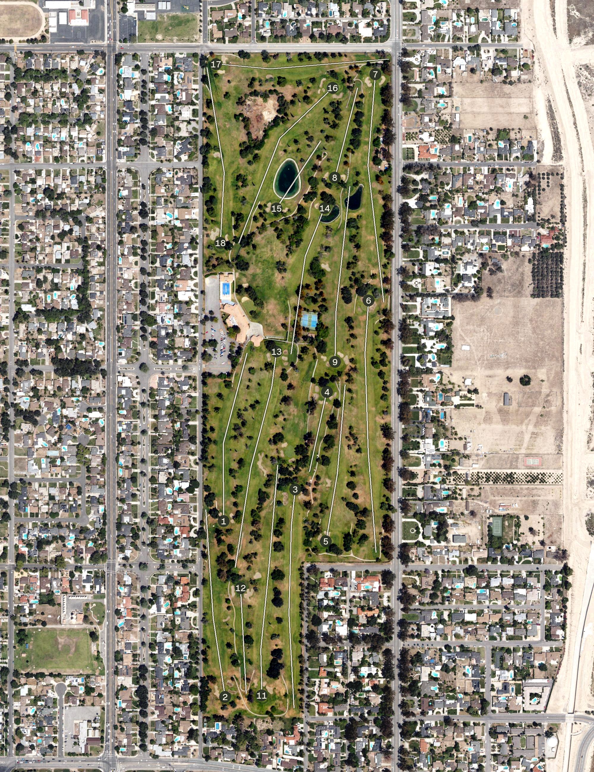 Aerial view of Arrowhead Country Club, CA