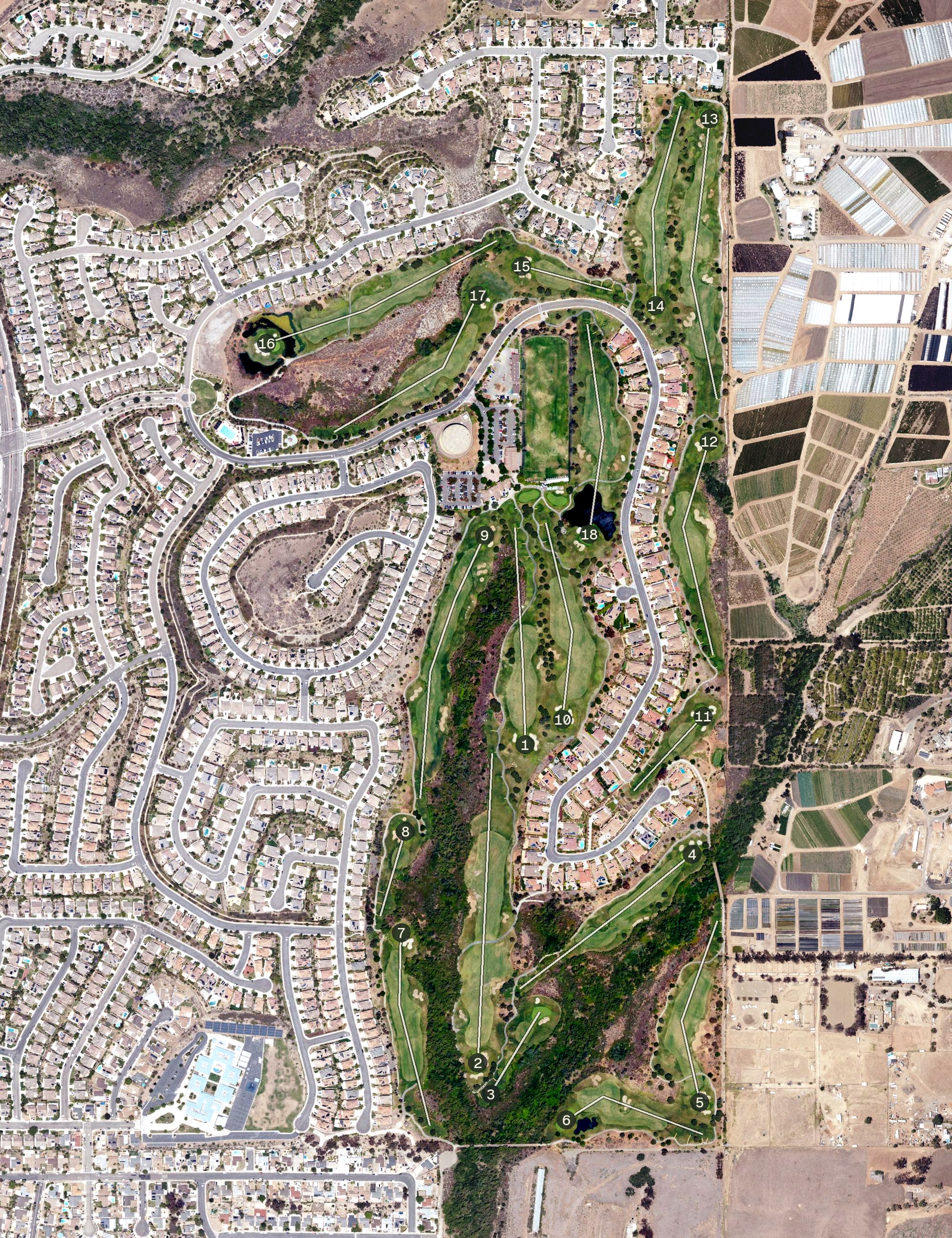 Aerial view of Arrowood Golf Course, CA