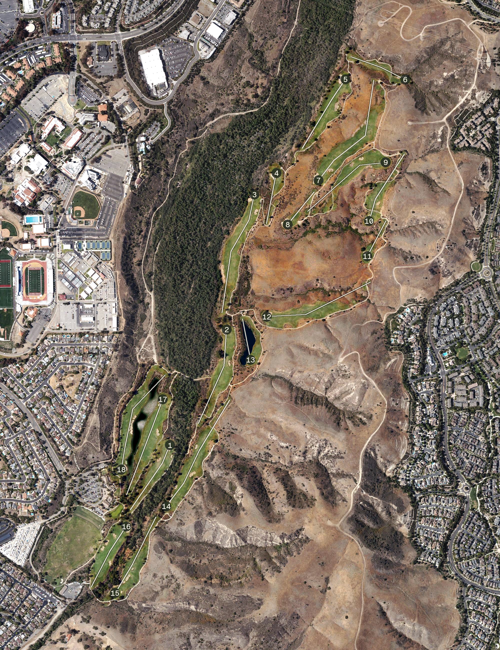 Aerial view of Arroyo Trabuco Golf Club, CA