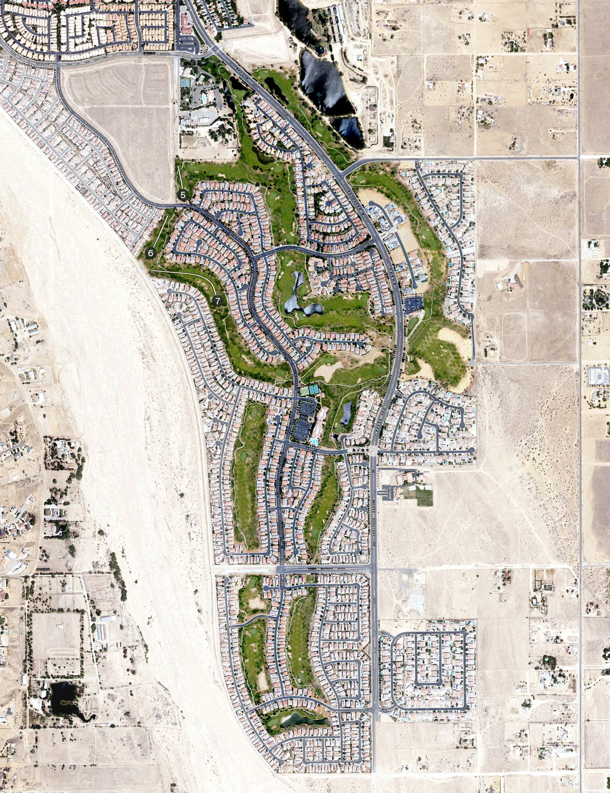 Aerial view of Ashwood Golf Course, CA