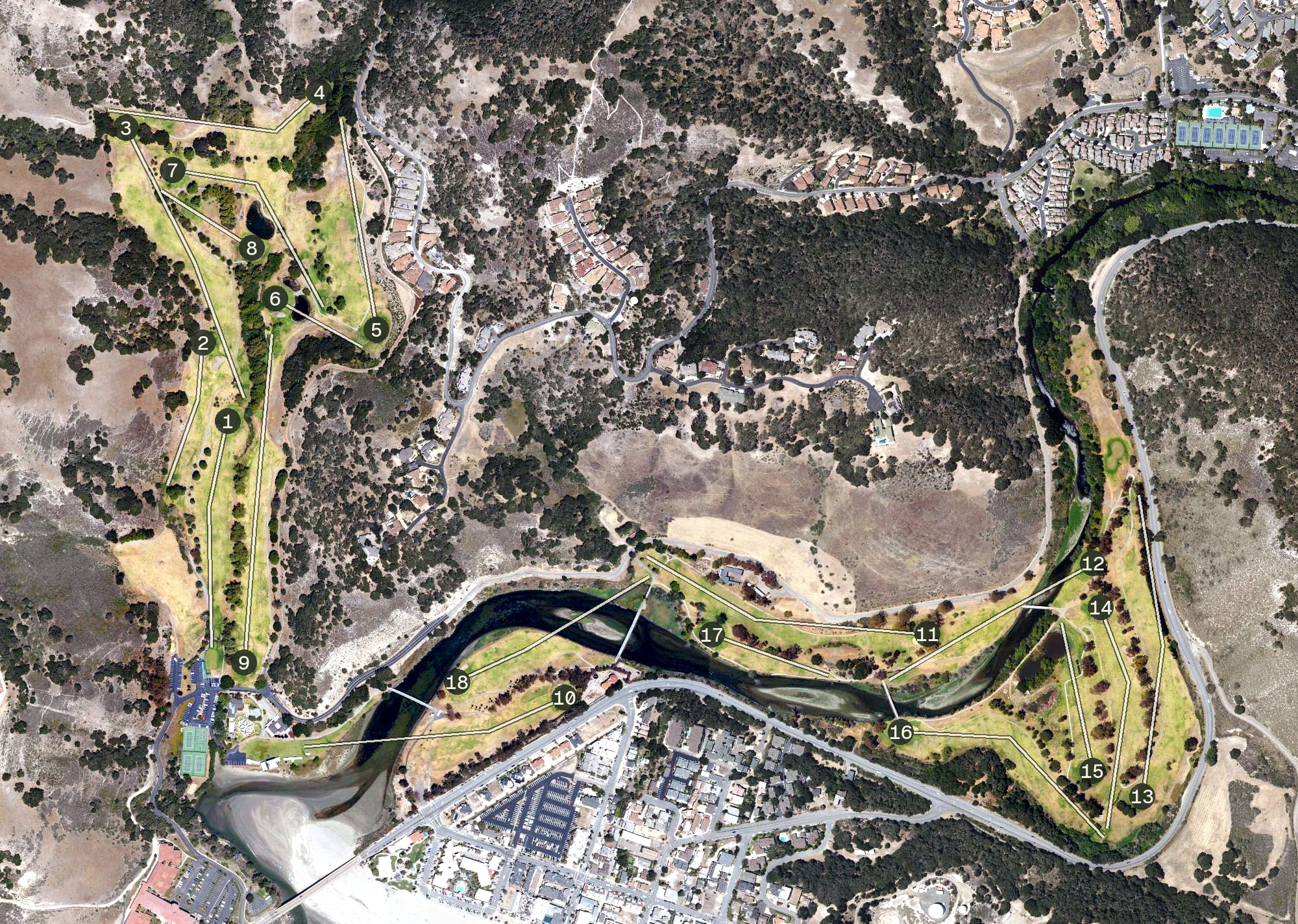 Aerial view of Avila Beach Resort Golf Course, CA