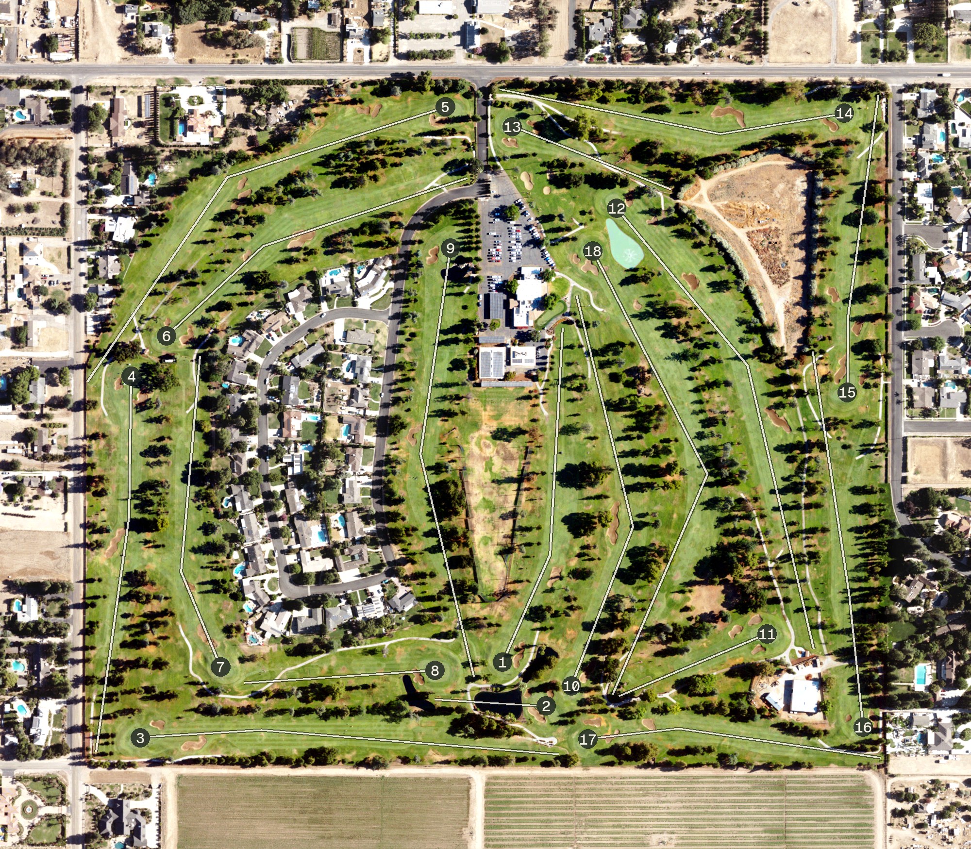 Aerial view of Belmont Country Club, CA