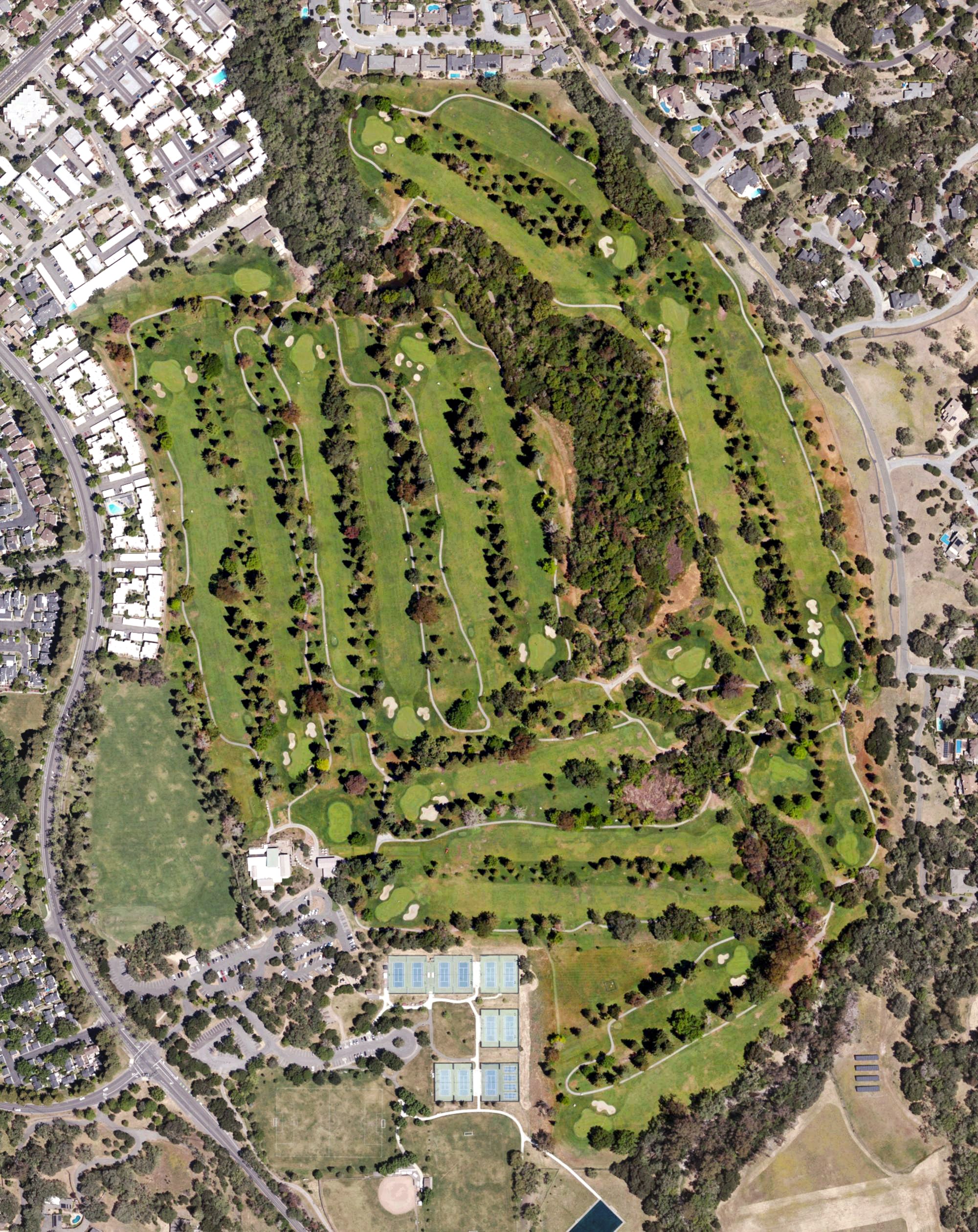 Aerial view of Bennett Valley Golf Course, CA