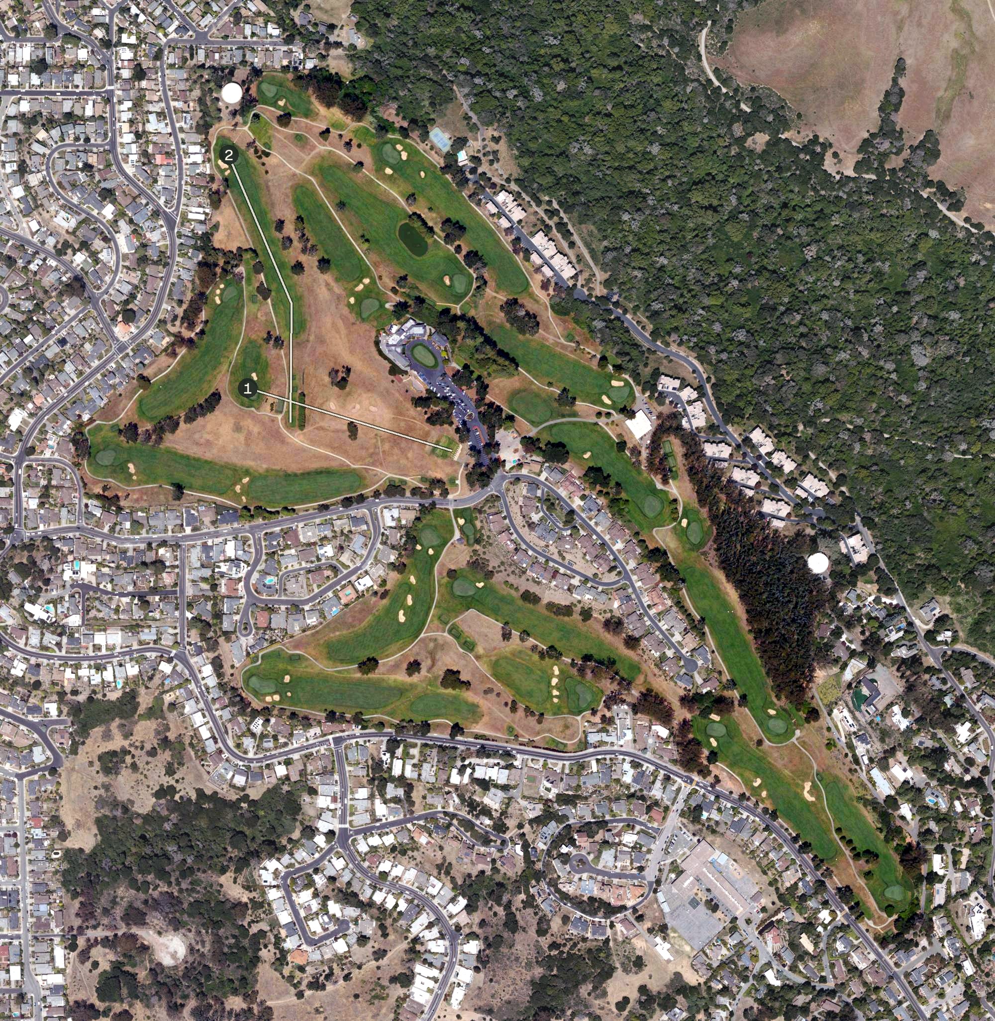 Aerial view of Berkeley Country Club, CA