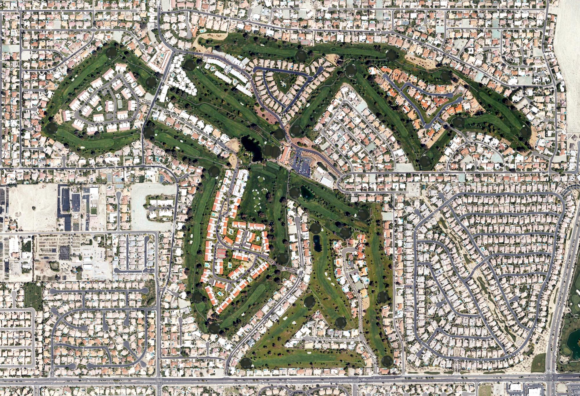 Aerial view of Bermuda Dunes Golf Club, CA