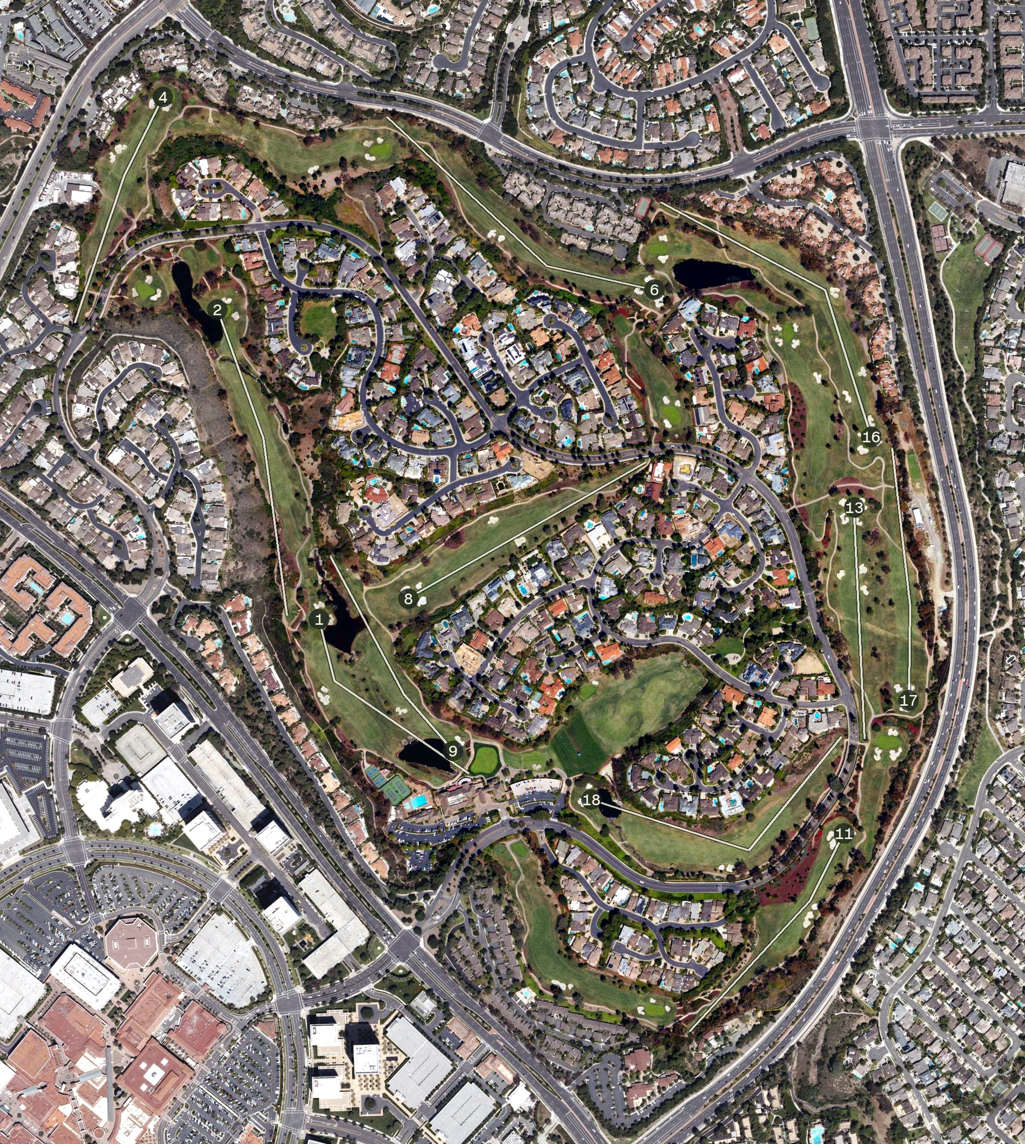 Aerial view of Big Canyon Country Club, CA