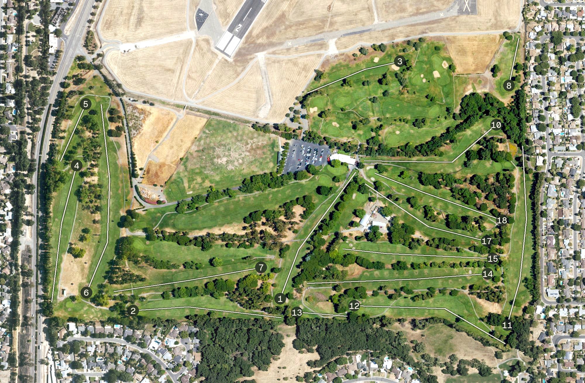 Aerial view of Bing Maloney Golf Club, CA