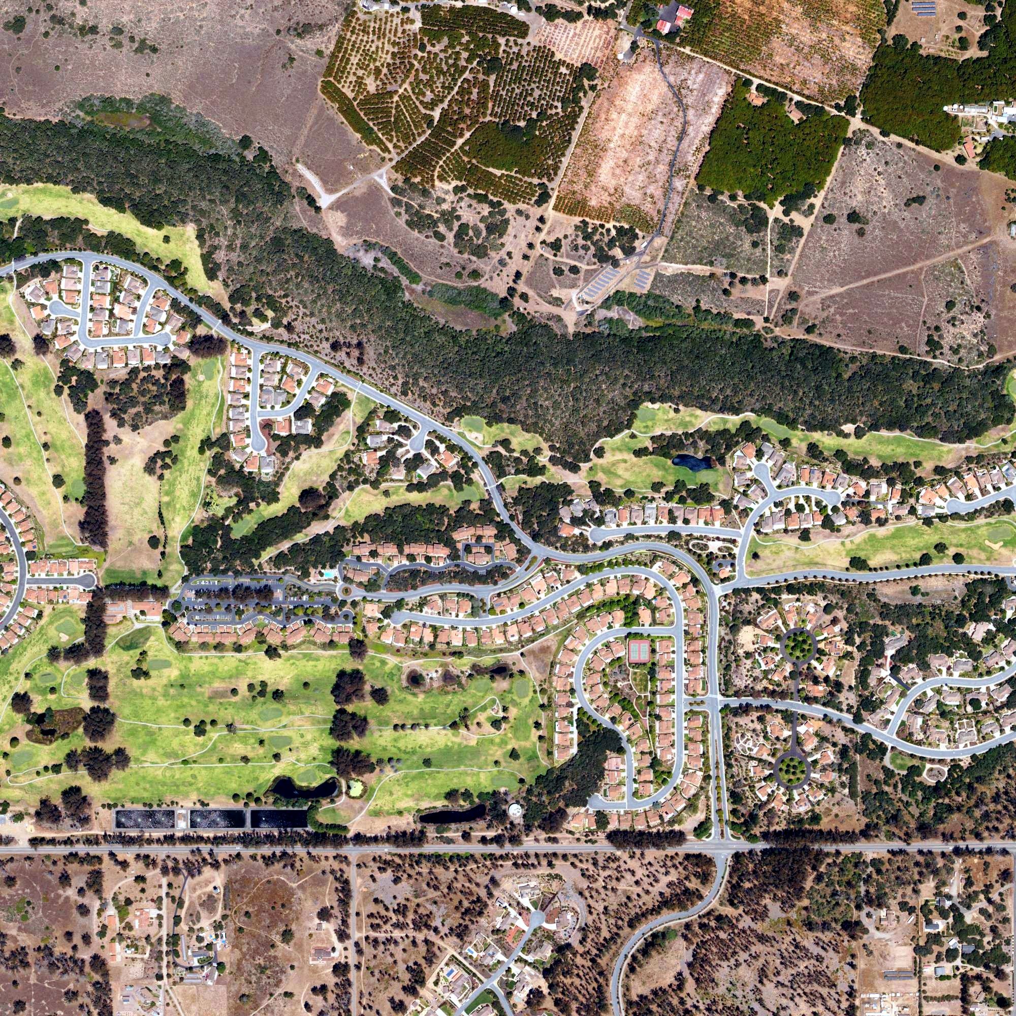 Aerial view of Black Lake Golf Course, CA
