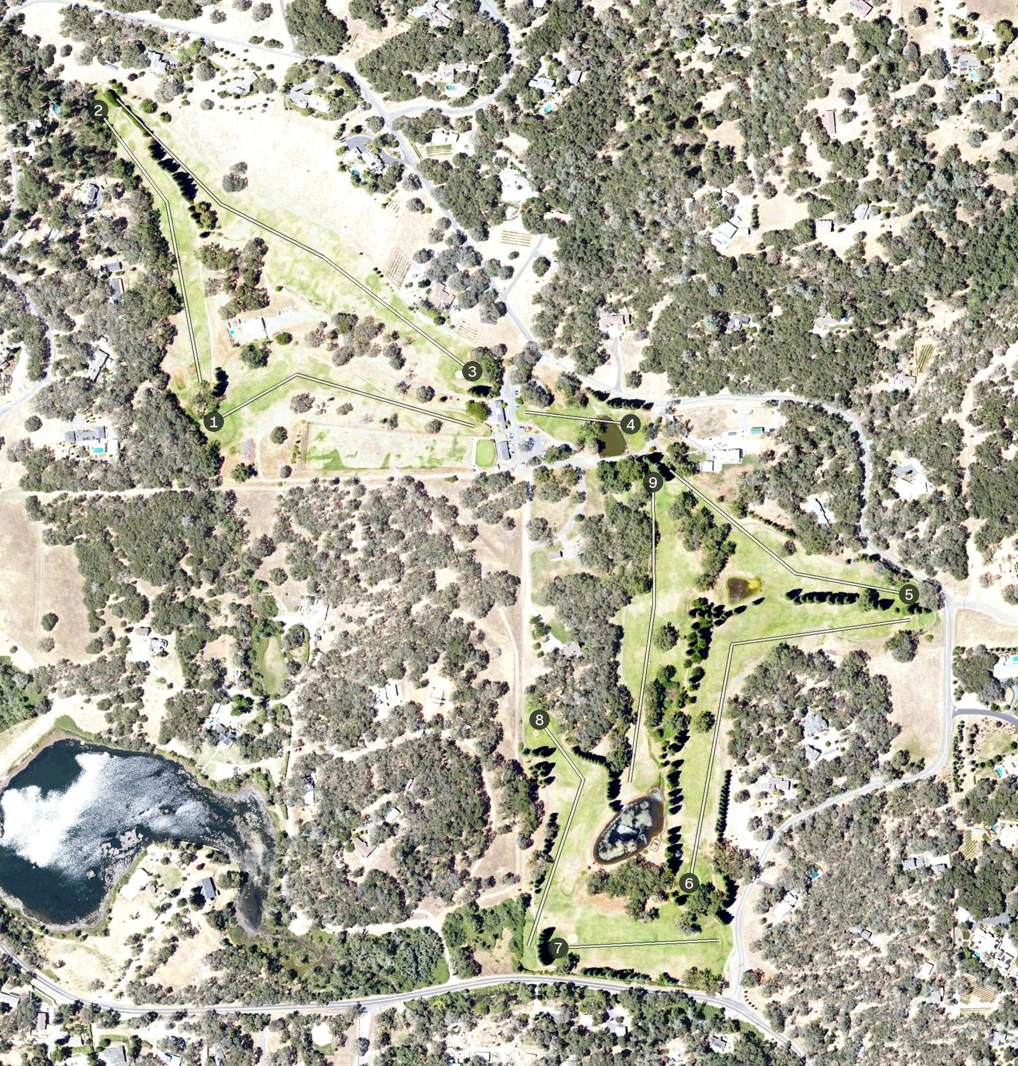 Aerial view of Black Oak Golf Course, CA