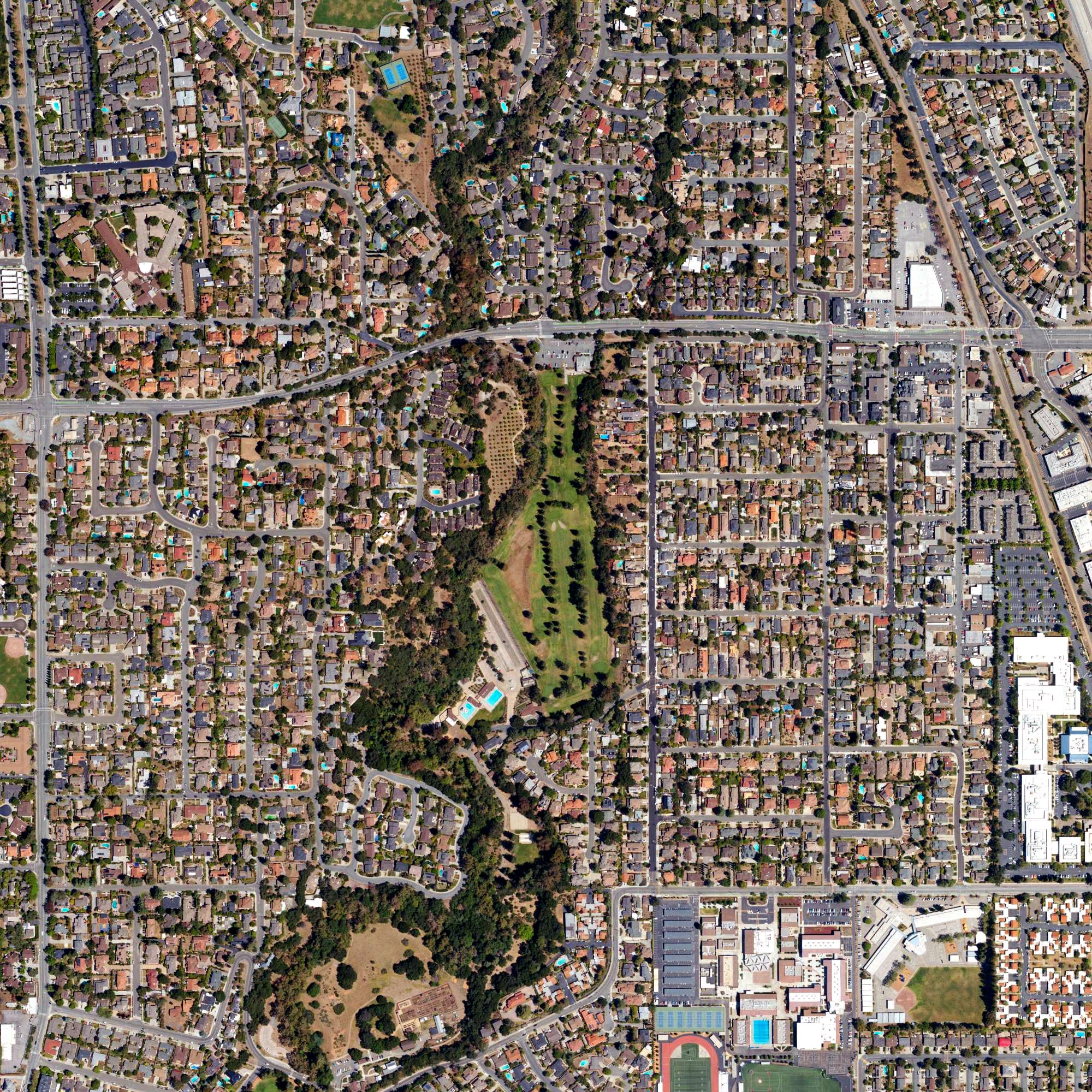 Aerial view of Blackberry Farm Golf Course, CA