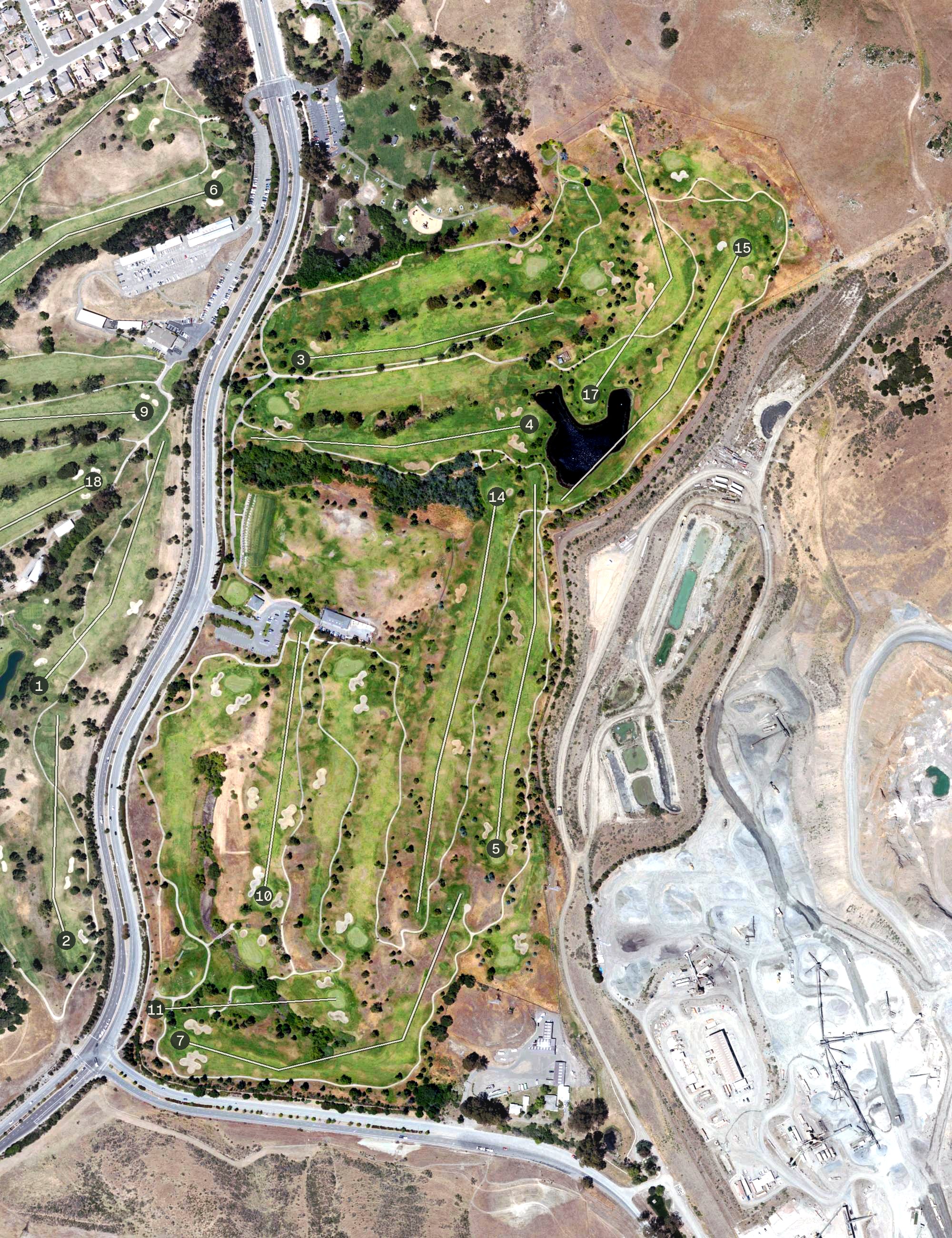Aerial view of Blue Rock Spring Golf Club - East Course, CA