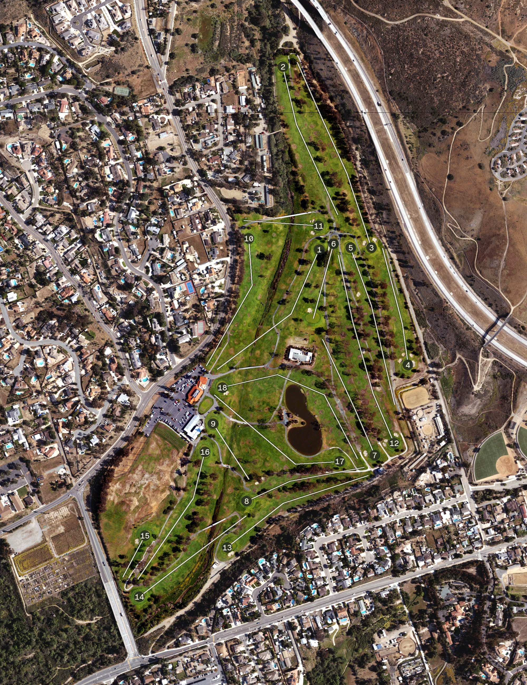 Aerial view of Bonita Golf Course, CA