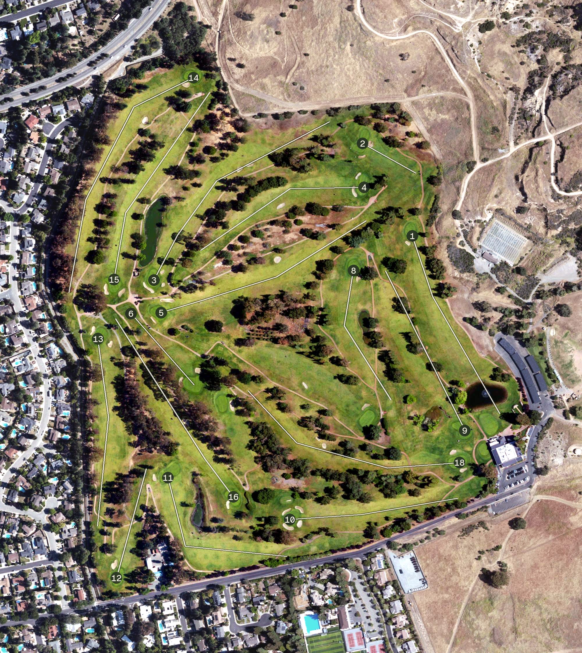 Aerial view of Boundary Oak Golf Course, CA