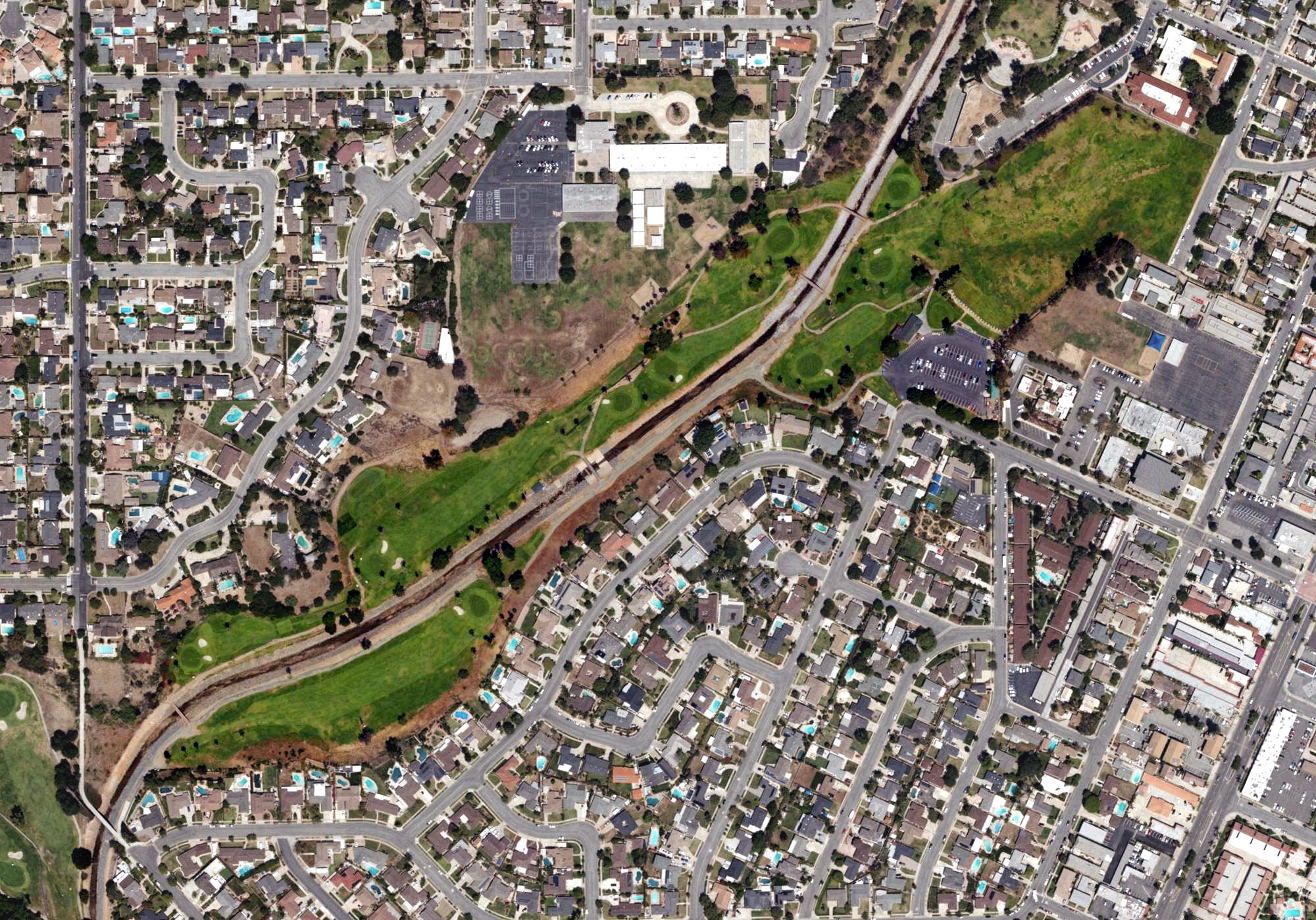 Aerial view of Brea Creek Golf Course, CA