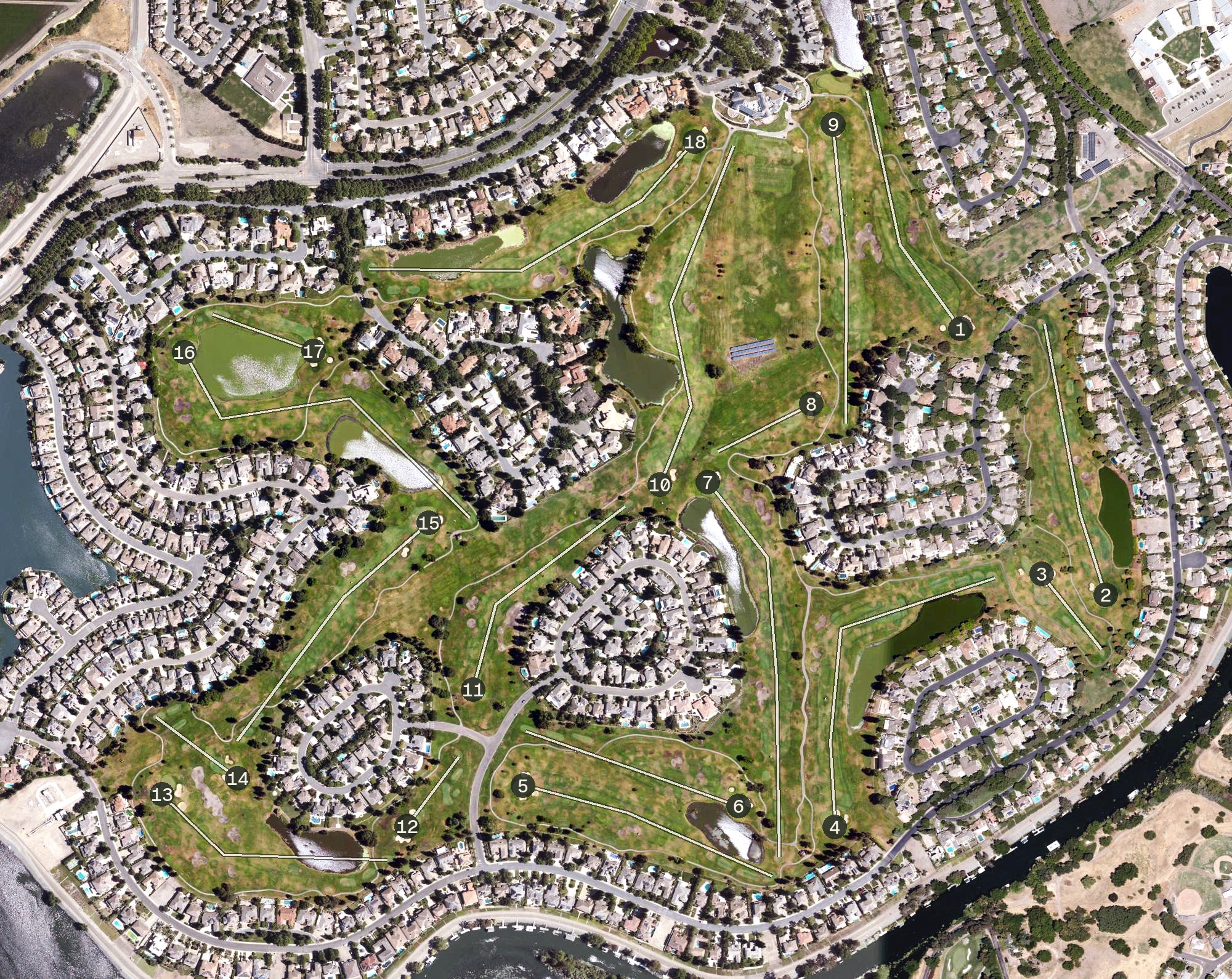 Aerial view of Brookside Country Club, CA