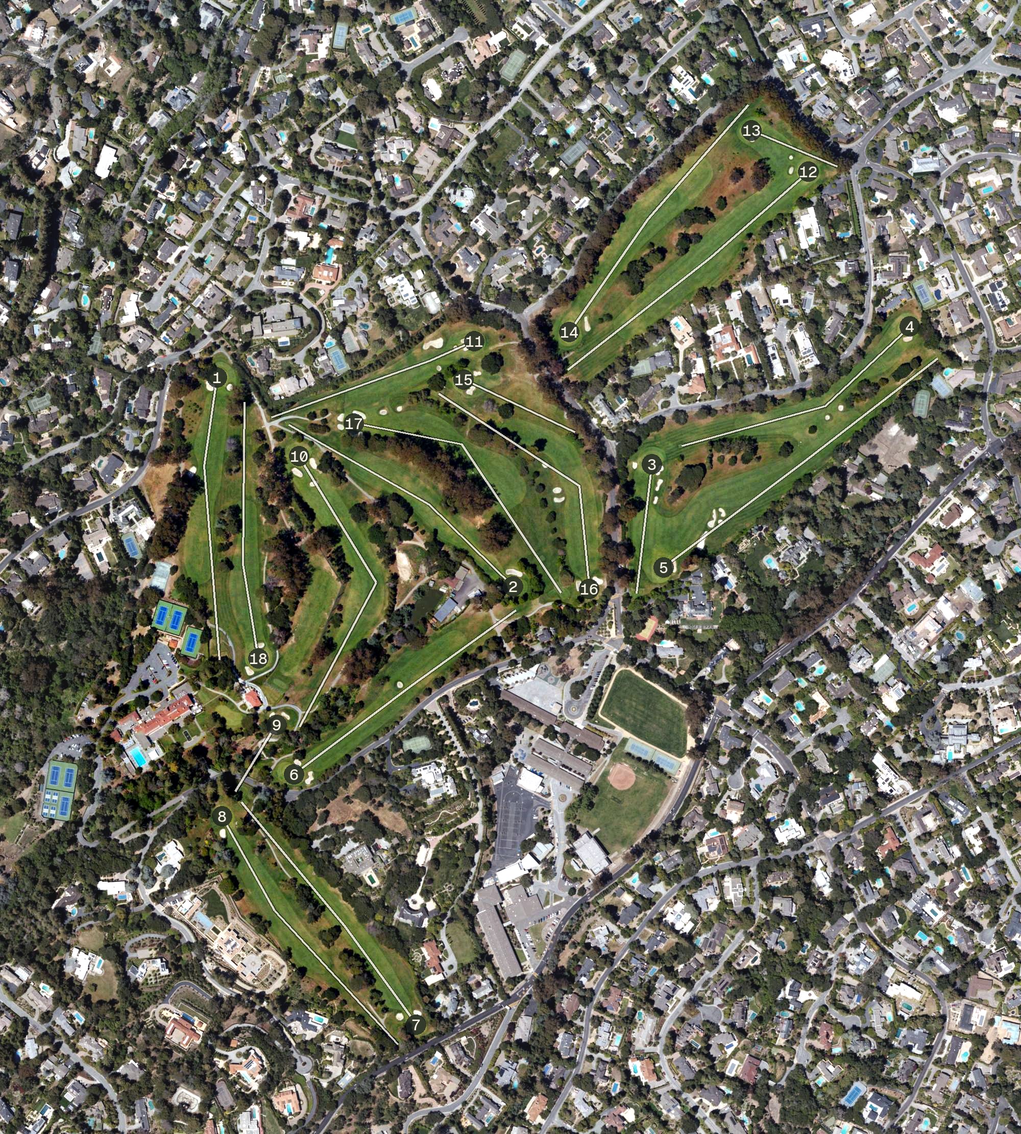 Aerial view of Burlingame Country Club, CA