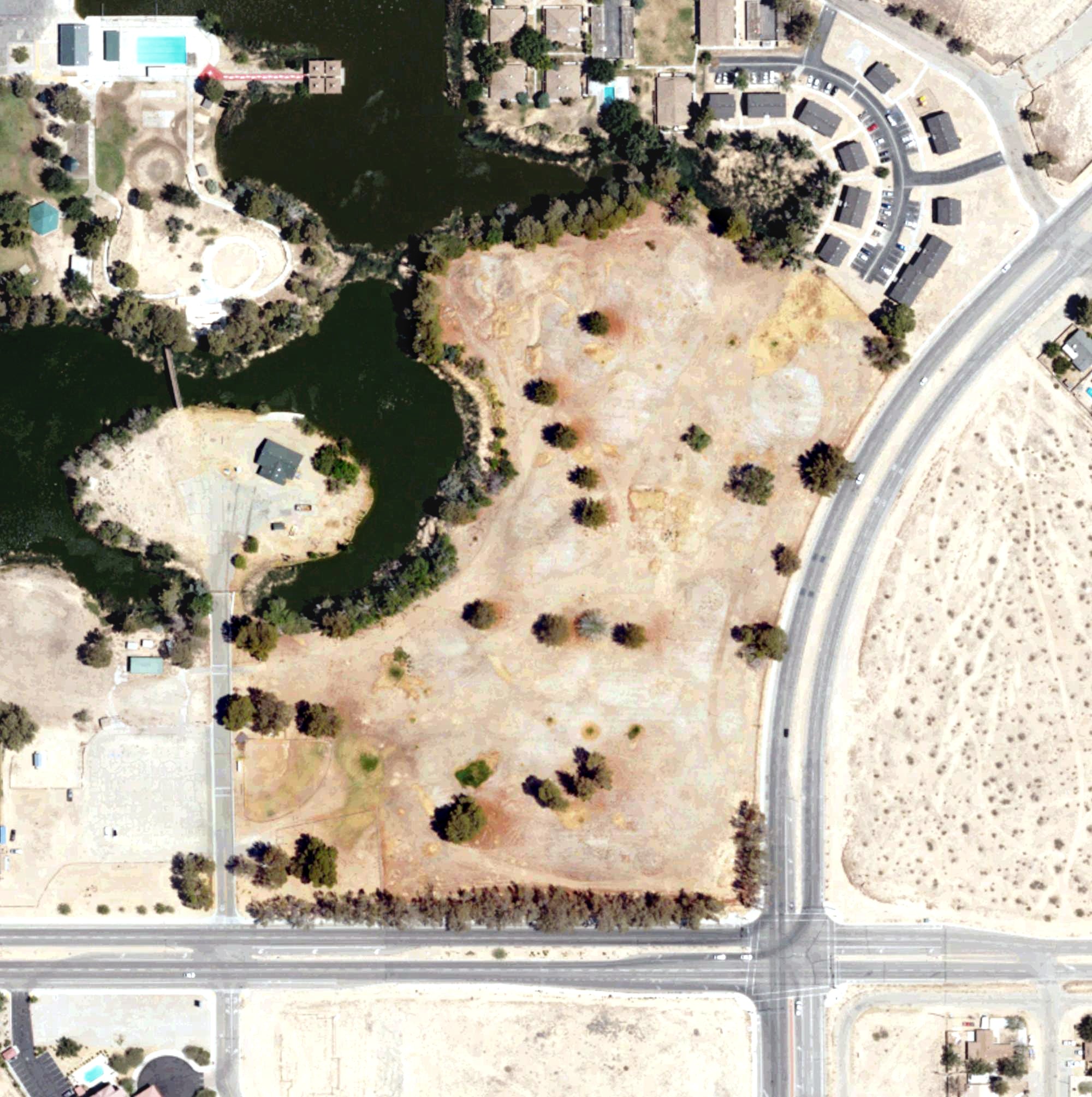 Aerial view of California City Municipal Par 3 Golf Course, CA