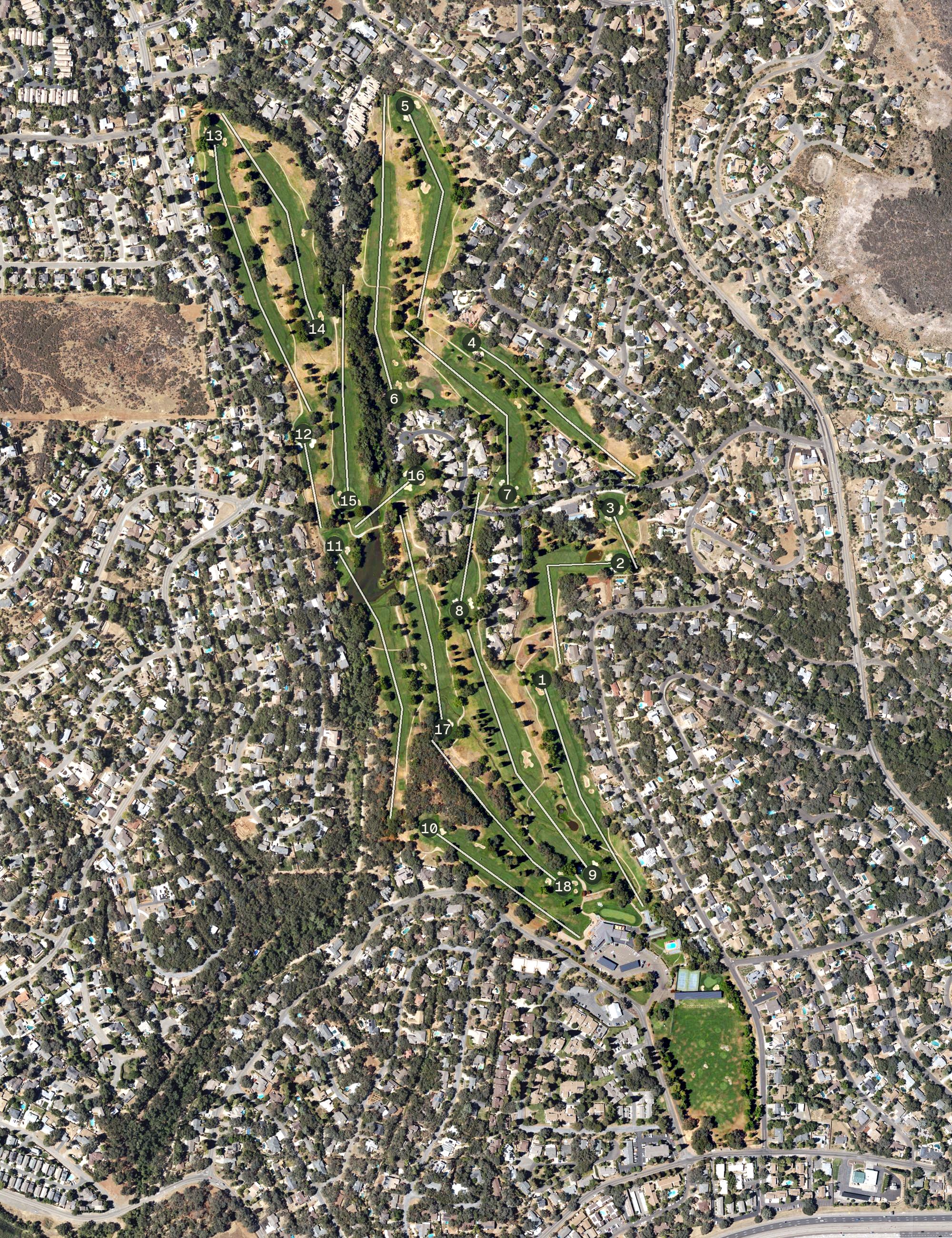 Aerial view of Cameron Park Country Club, CA