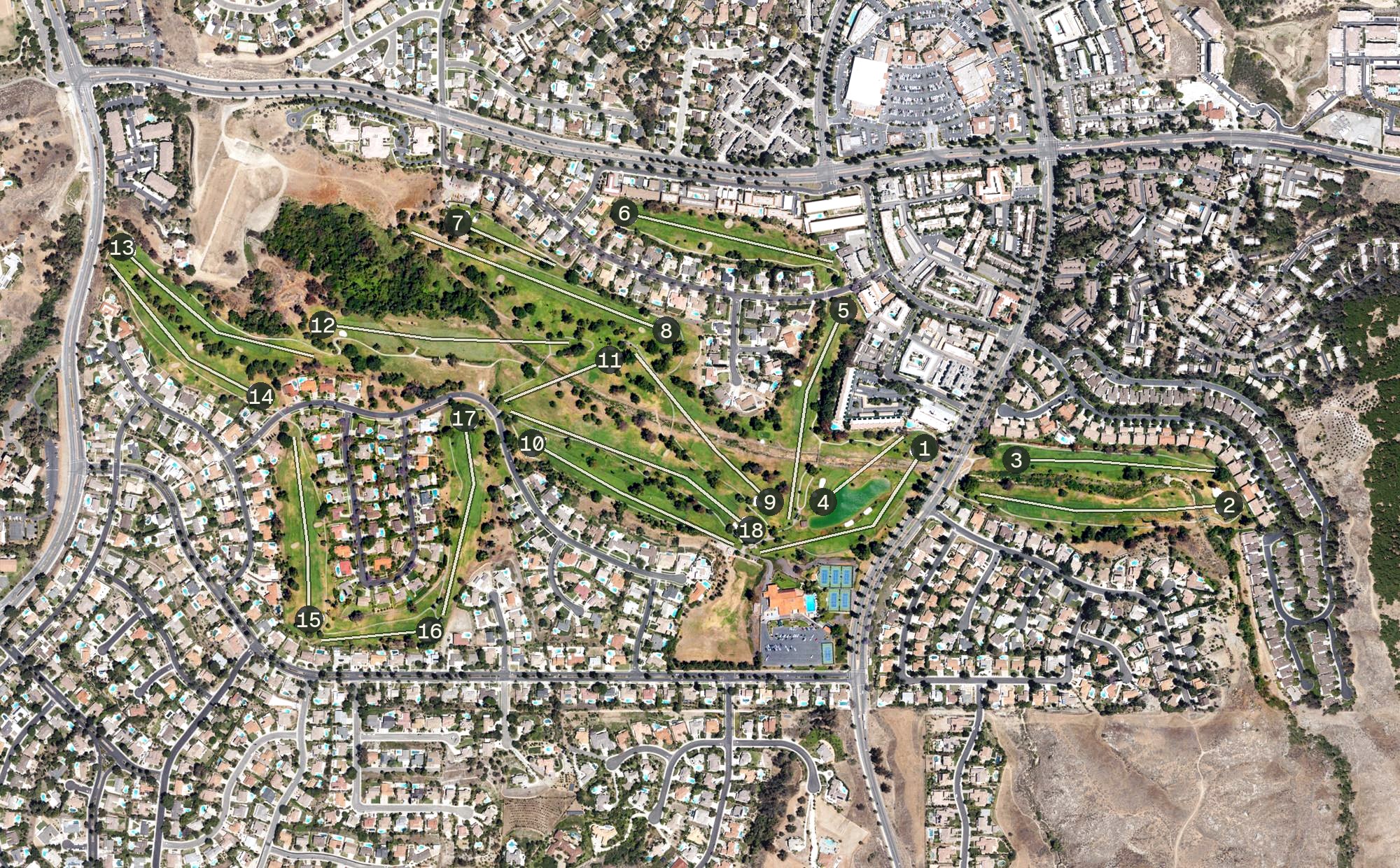 Aerial view of Canyon Crest Country Club, CA
