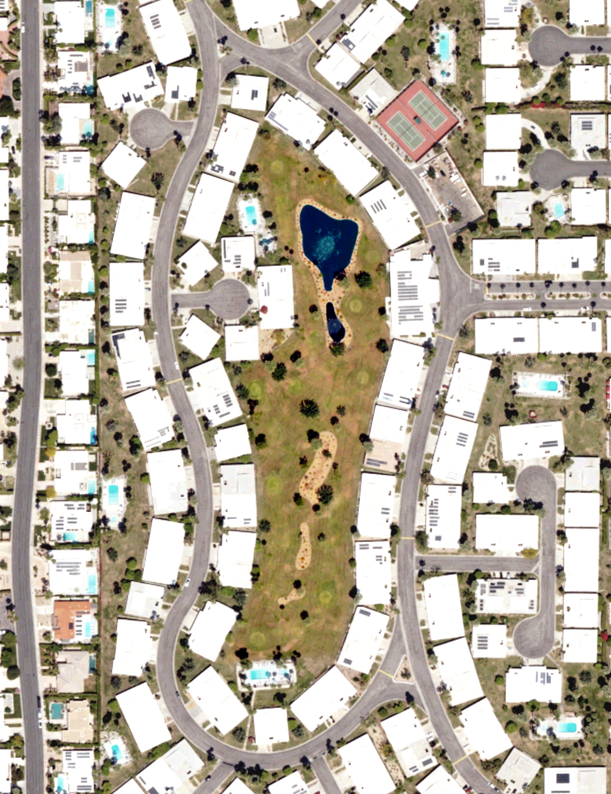 Aerial view of Canyon Estates Golf Course, CA
