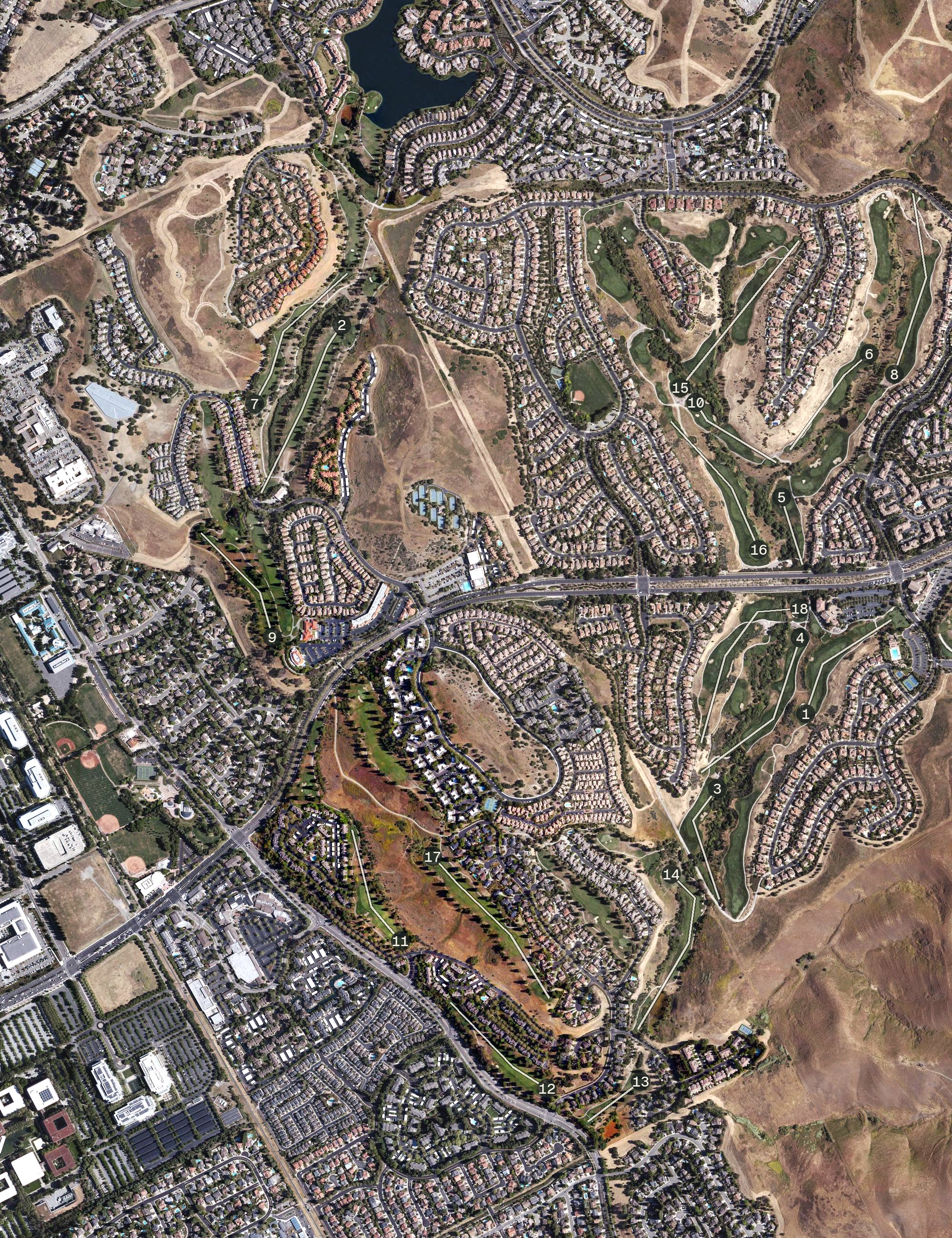 Aerial view of Canyon Lakes Golf Course & Brewery;Canyon Lakes Golf Club, CA