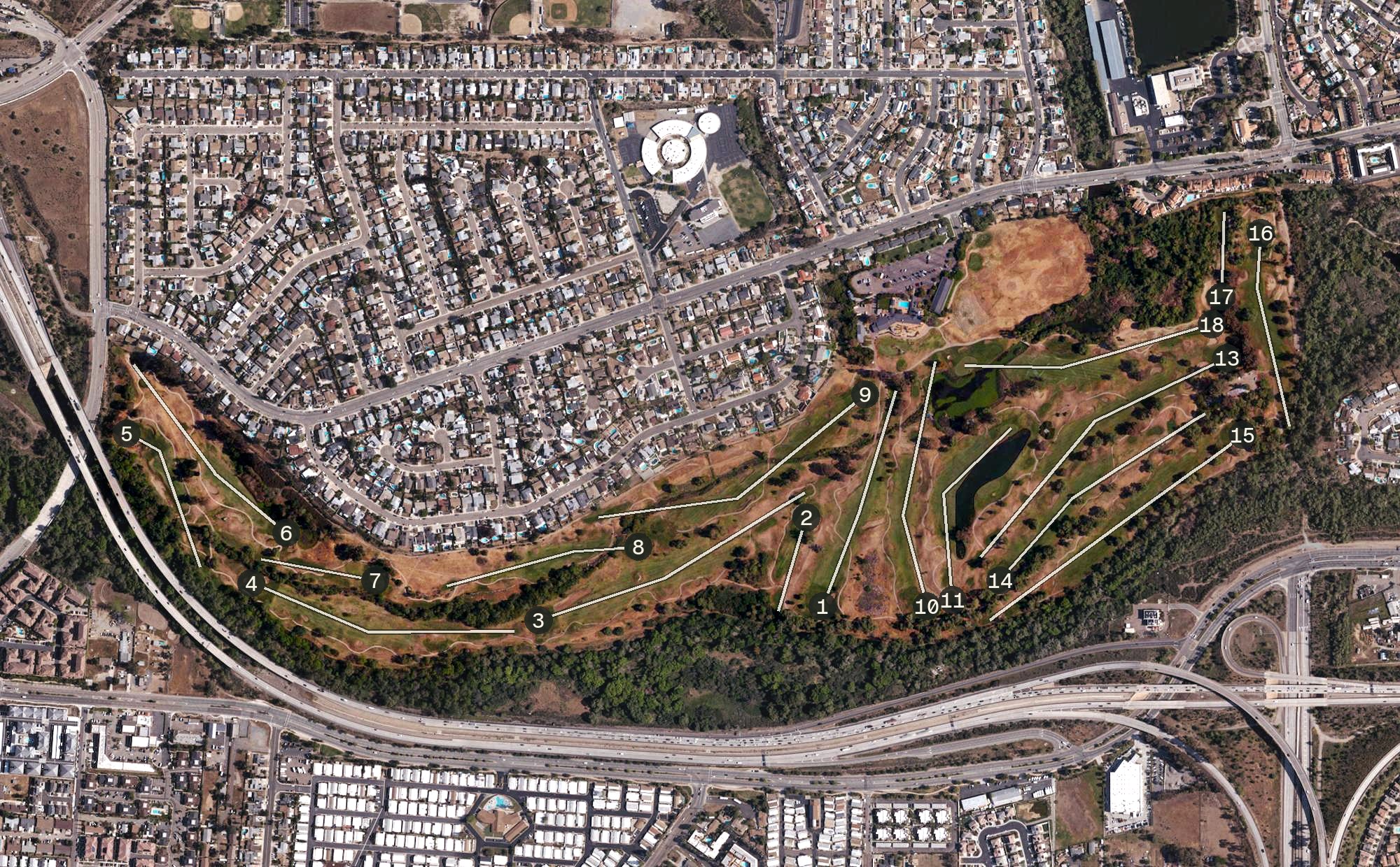 Aerial view of Carlton Oaks Golf, CA