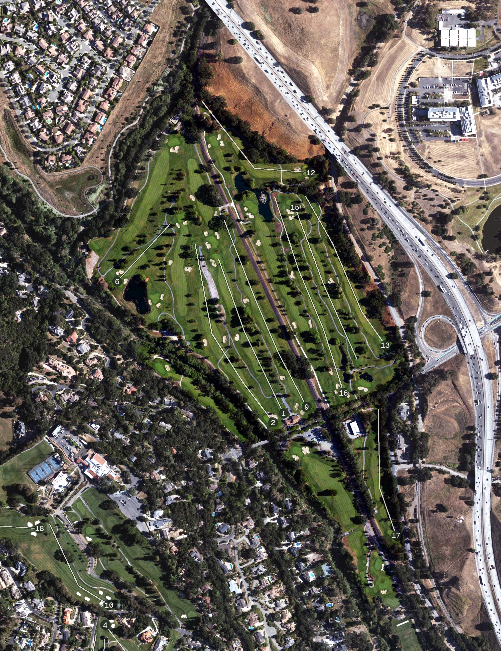 Aerial view of Castlewood Country Club - Valley Course, CA