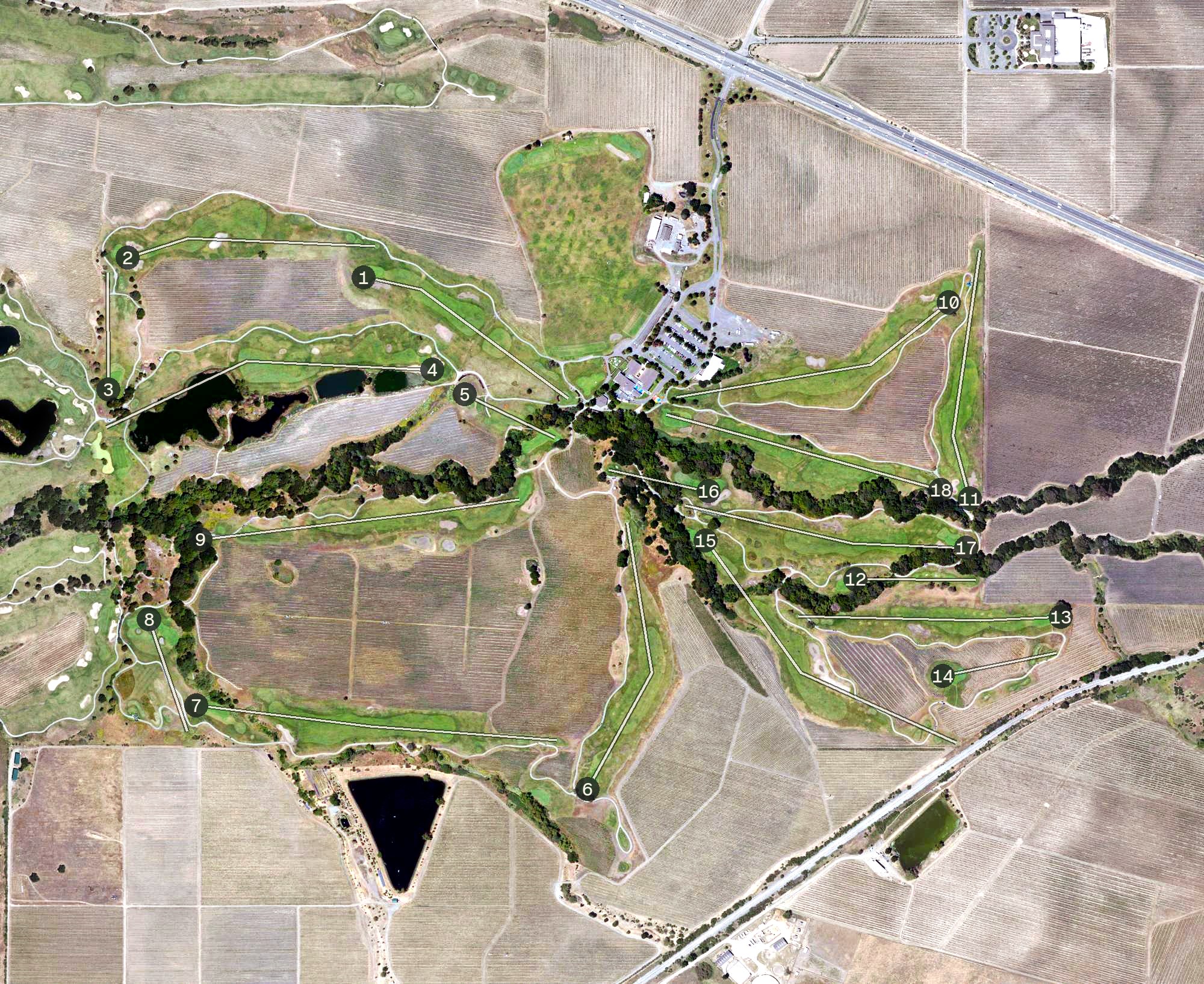 Aerial view of Chardonnay Golf Club, CA