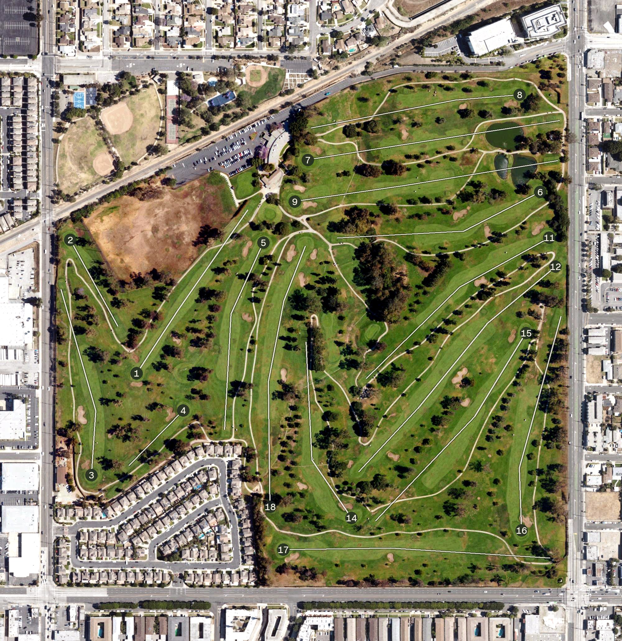 Aerial view of Chester Washington Golf Course, CA
