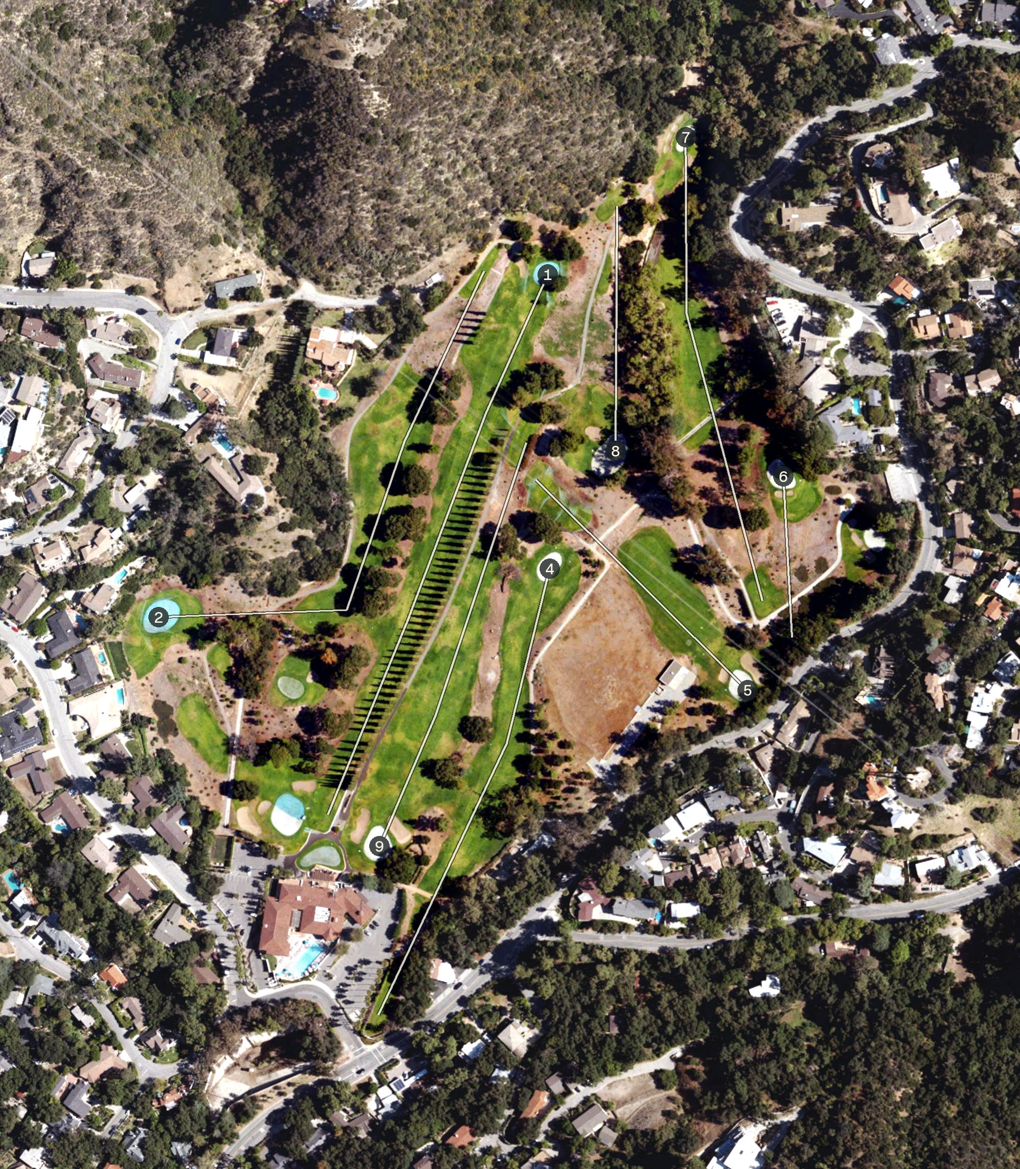 Aerial view of Chevy Chase Country Club, CA