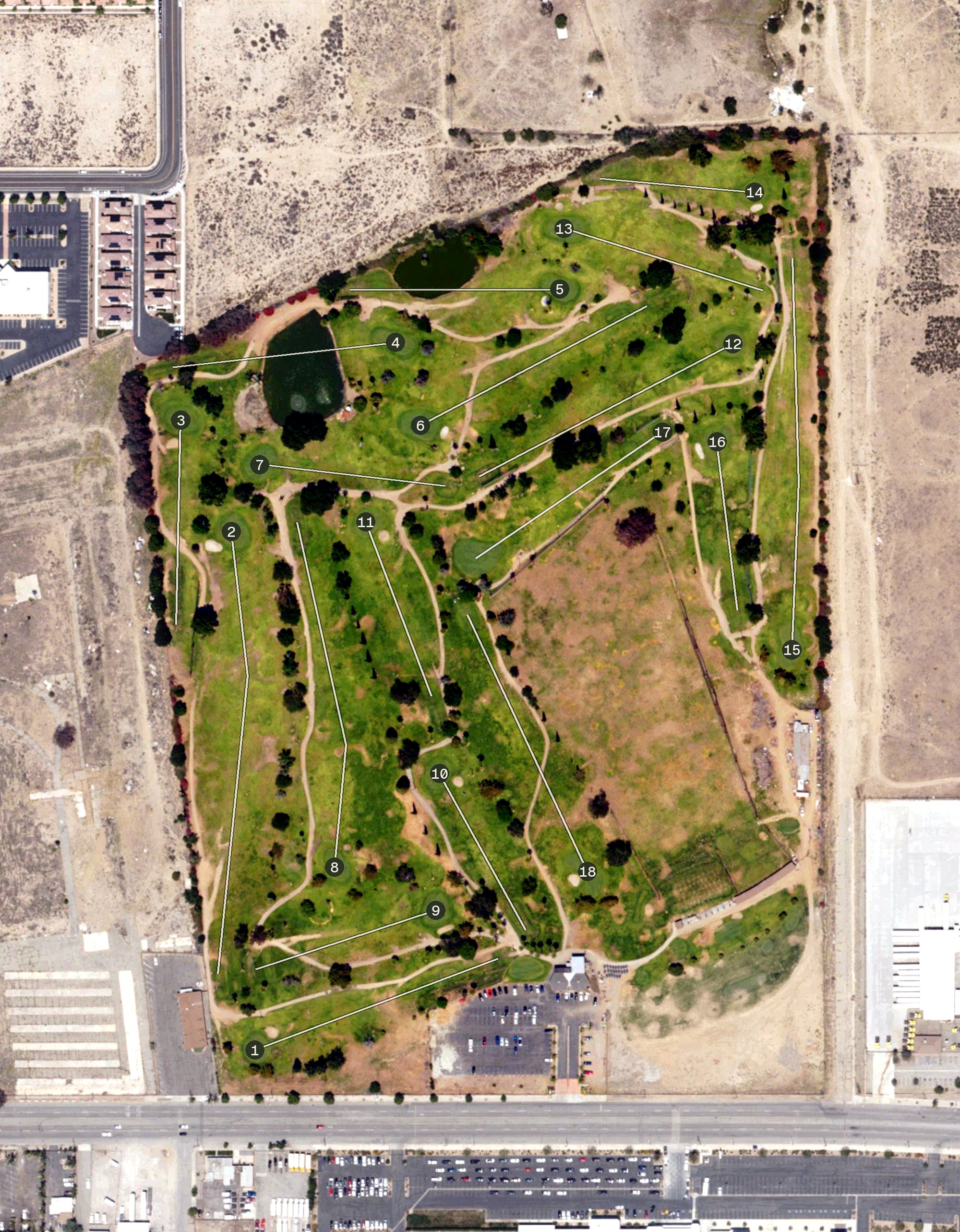 Aerial view of Colton Golf Course, CA