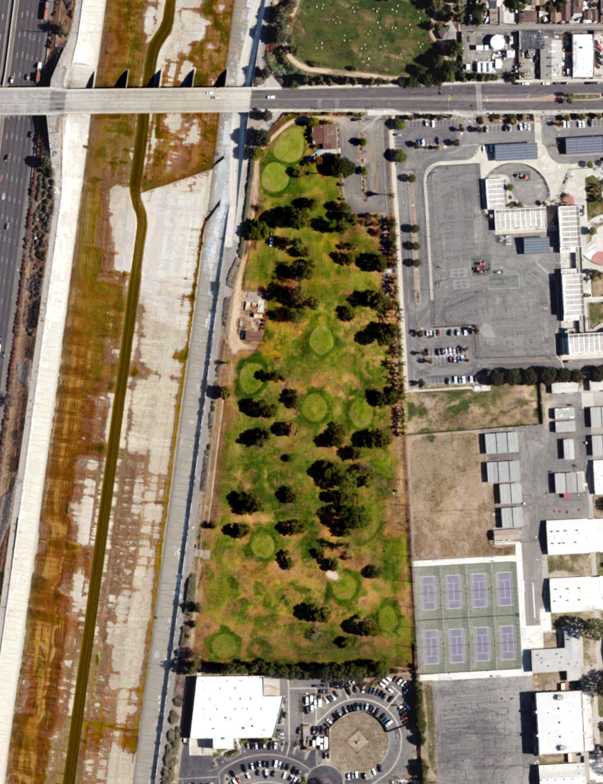 Aerial view of Compton Par 3 Golf Course, CA