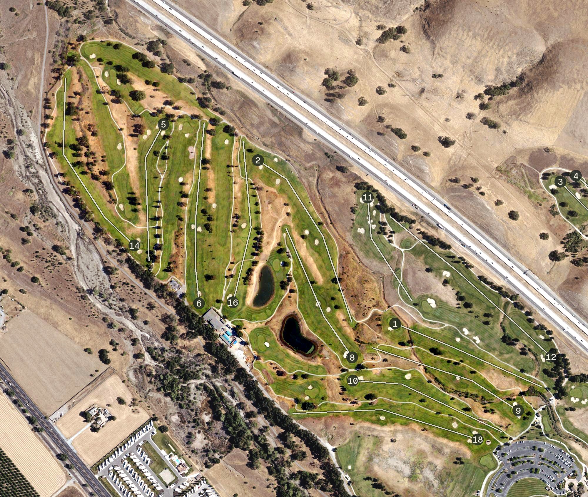 Aerial view of Coyote Creek Golf Club Valley Course, CA