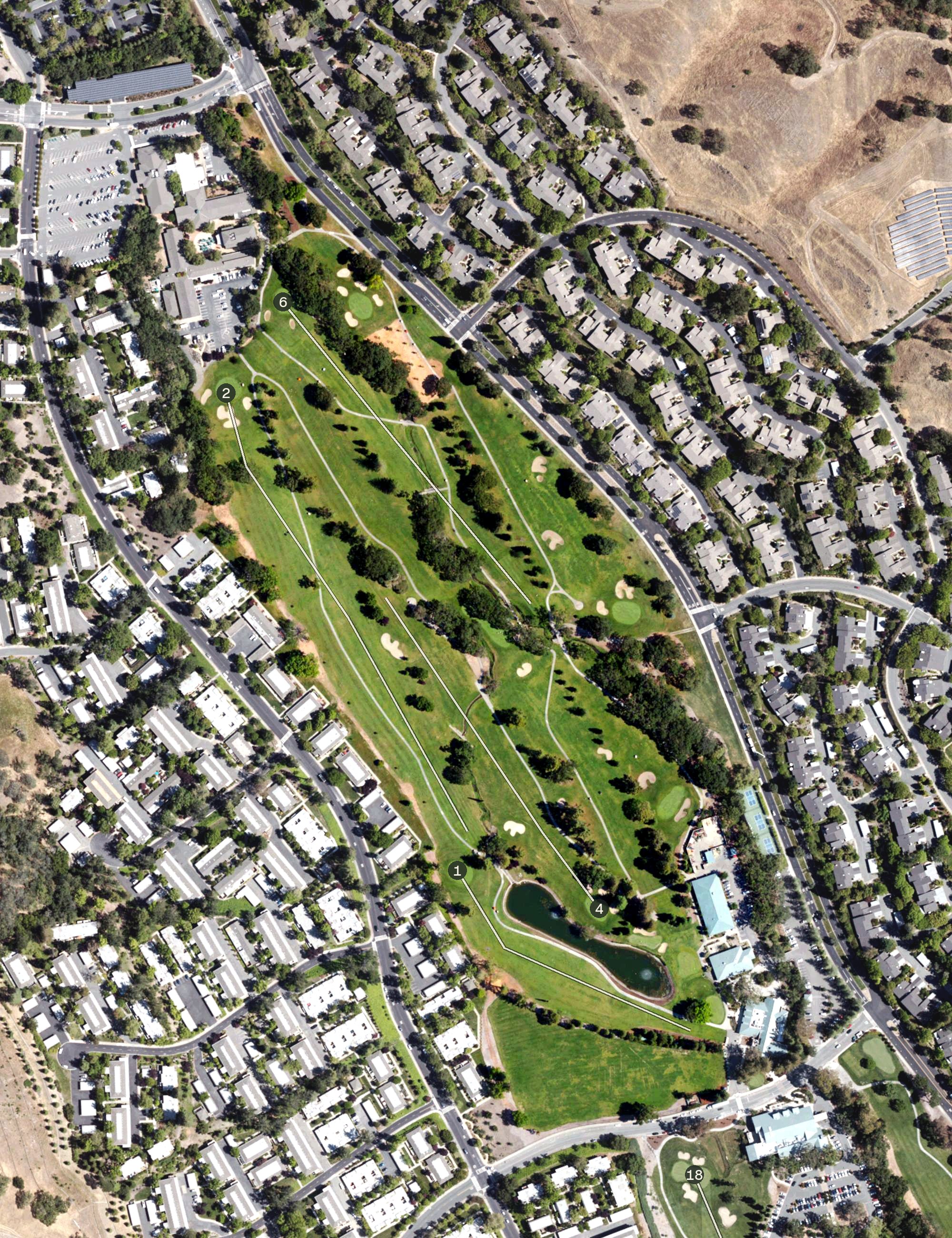 Aerial view of Creekside Golf Course, CA