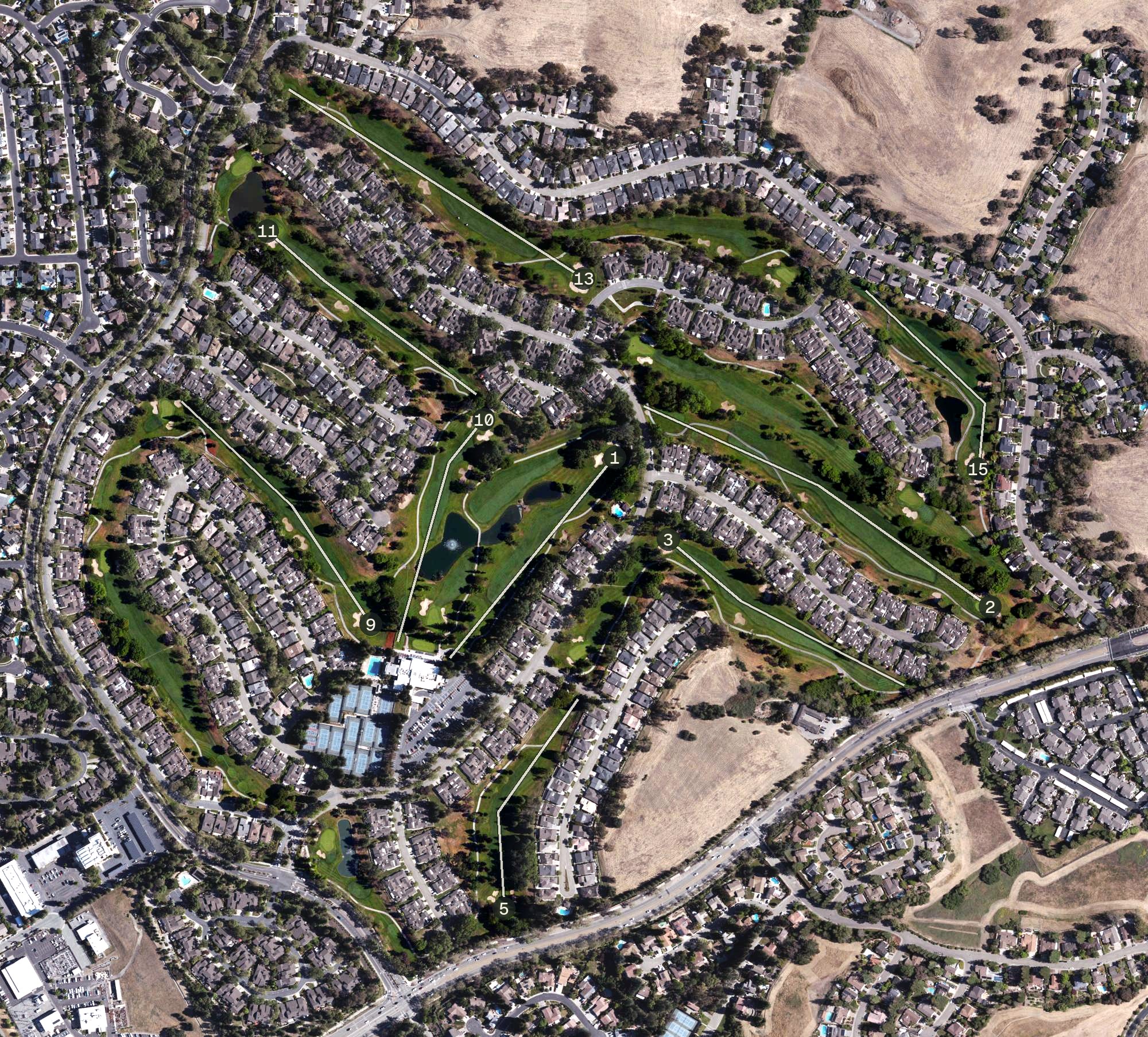 Aerial view of Crow Canyon Country Club, CA