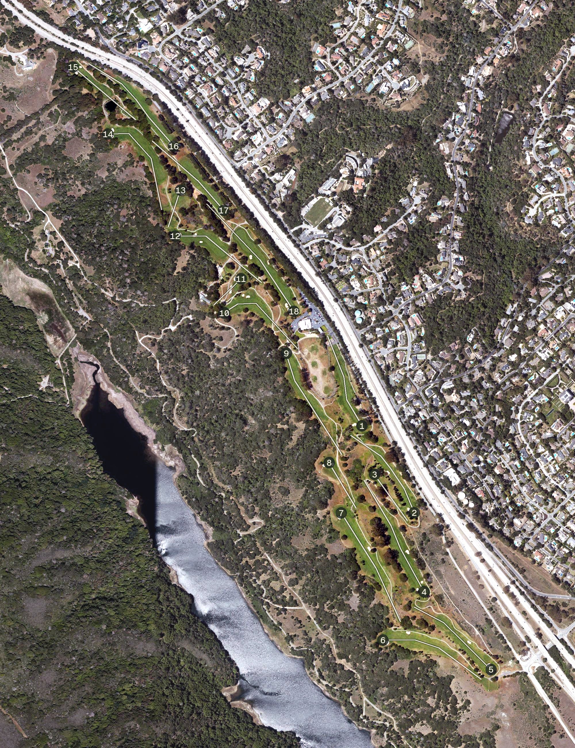 Aerial view of Crystal Springs Golf Course, CA