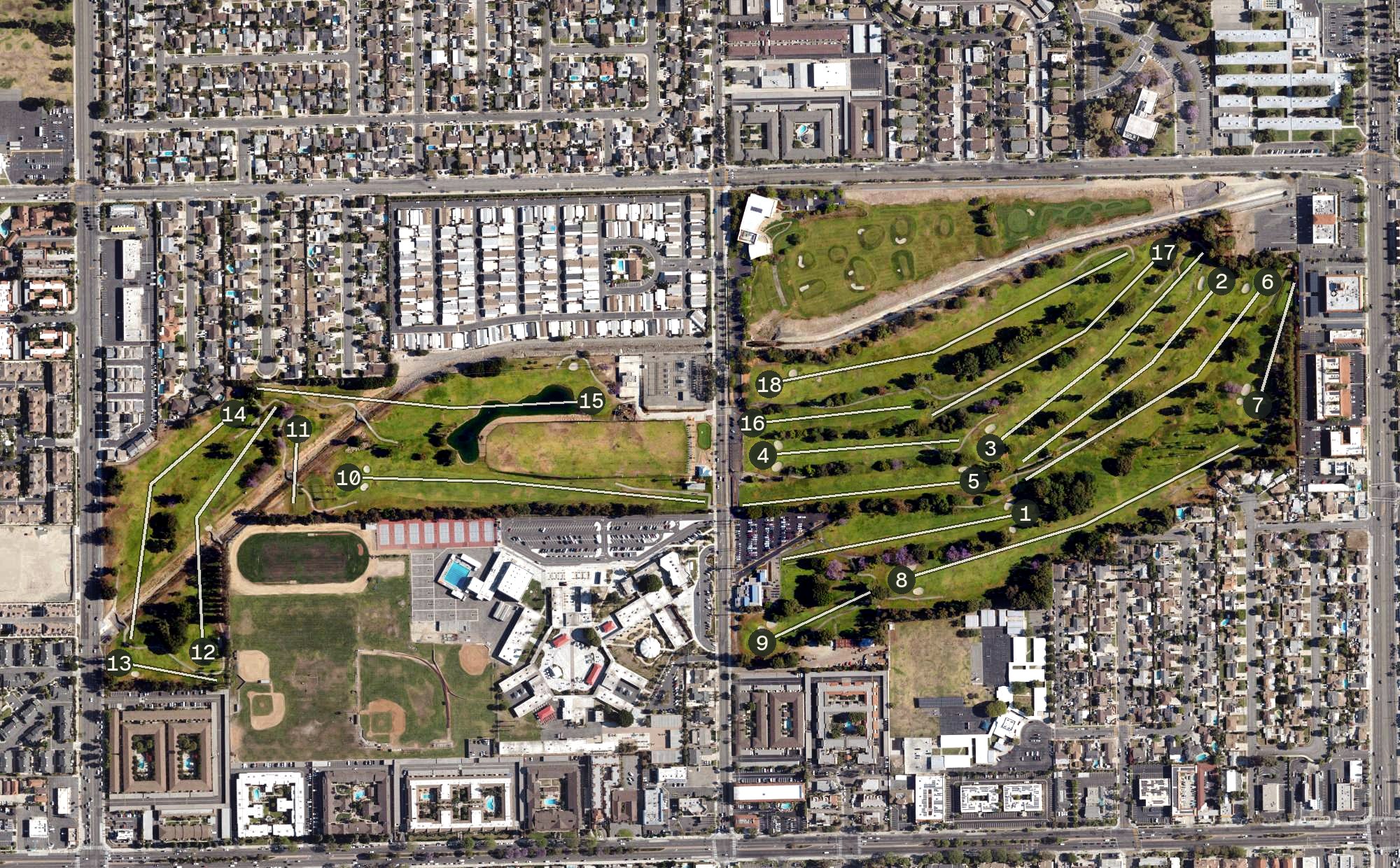 Aerial view of Dad Miller Golf Course, CA