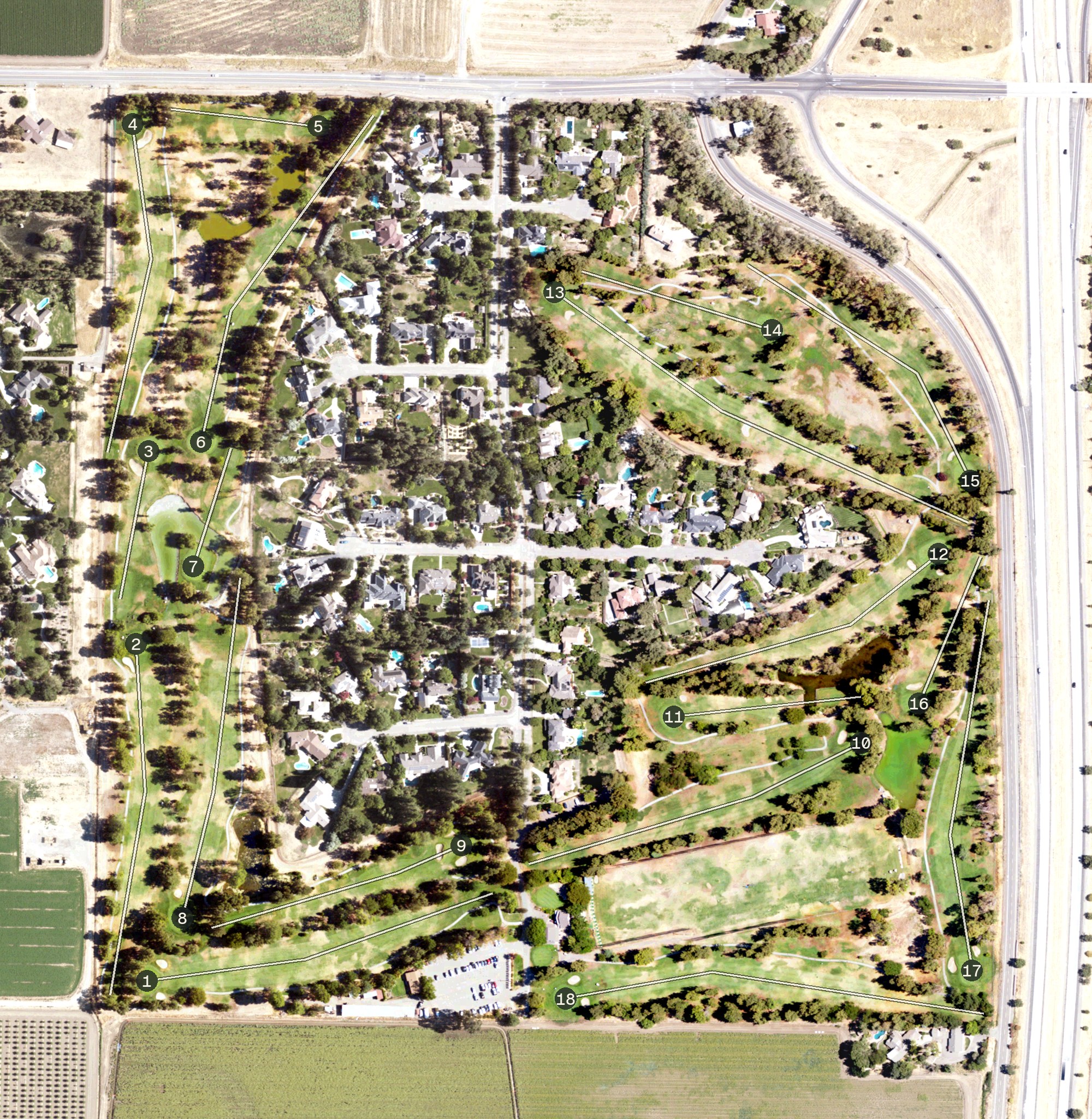 Aerial view of Davis Golf Course, CA