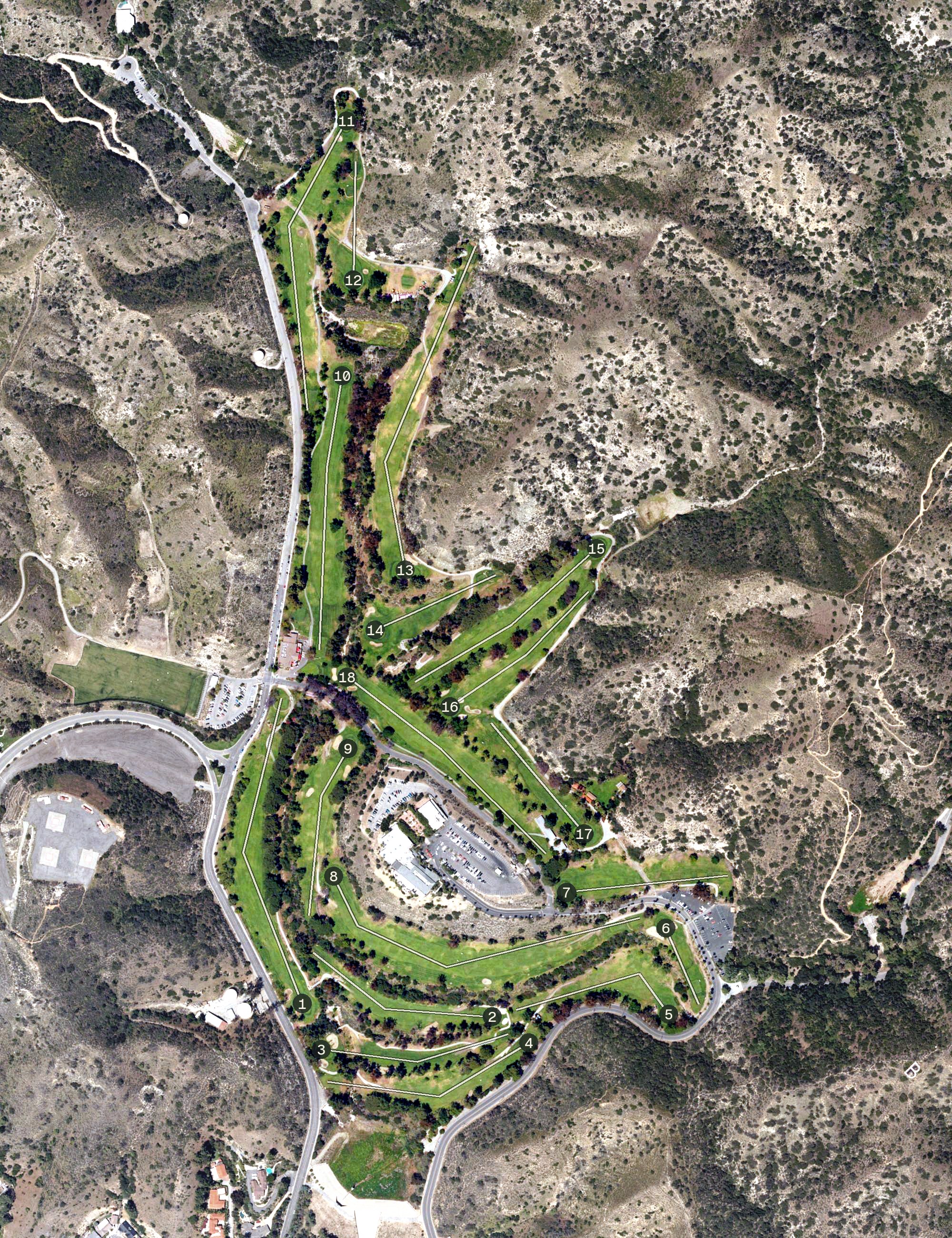 Aerial view of DeBell Golf Club, CA