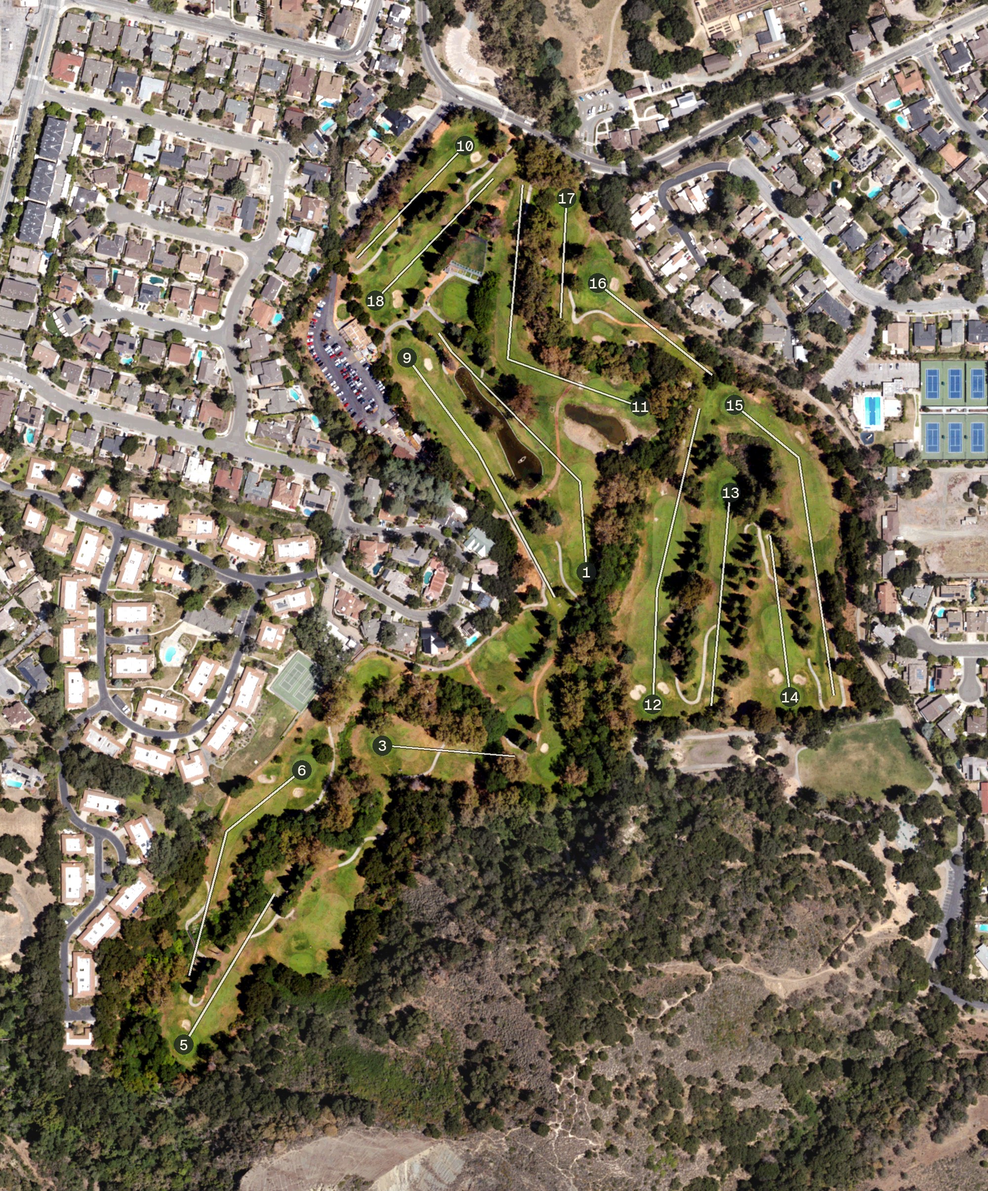 Aerial view of Deep Cliff Golf Course, CA